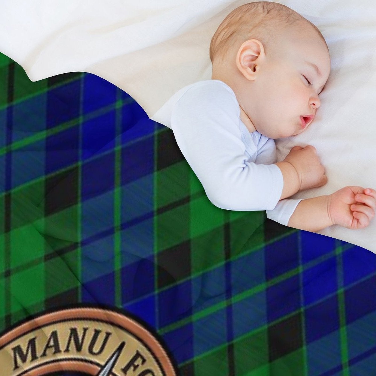 Clan MacKay Crest over Tartan Compact Throw Blanket