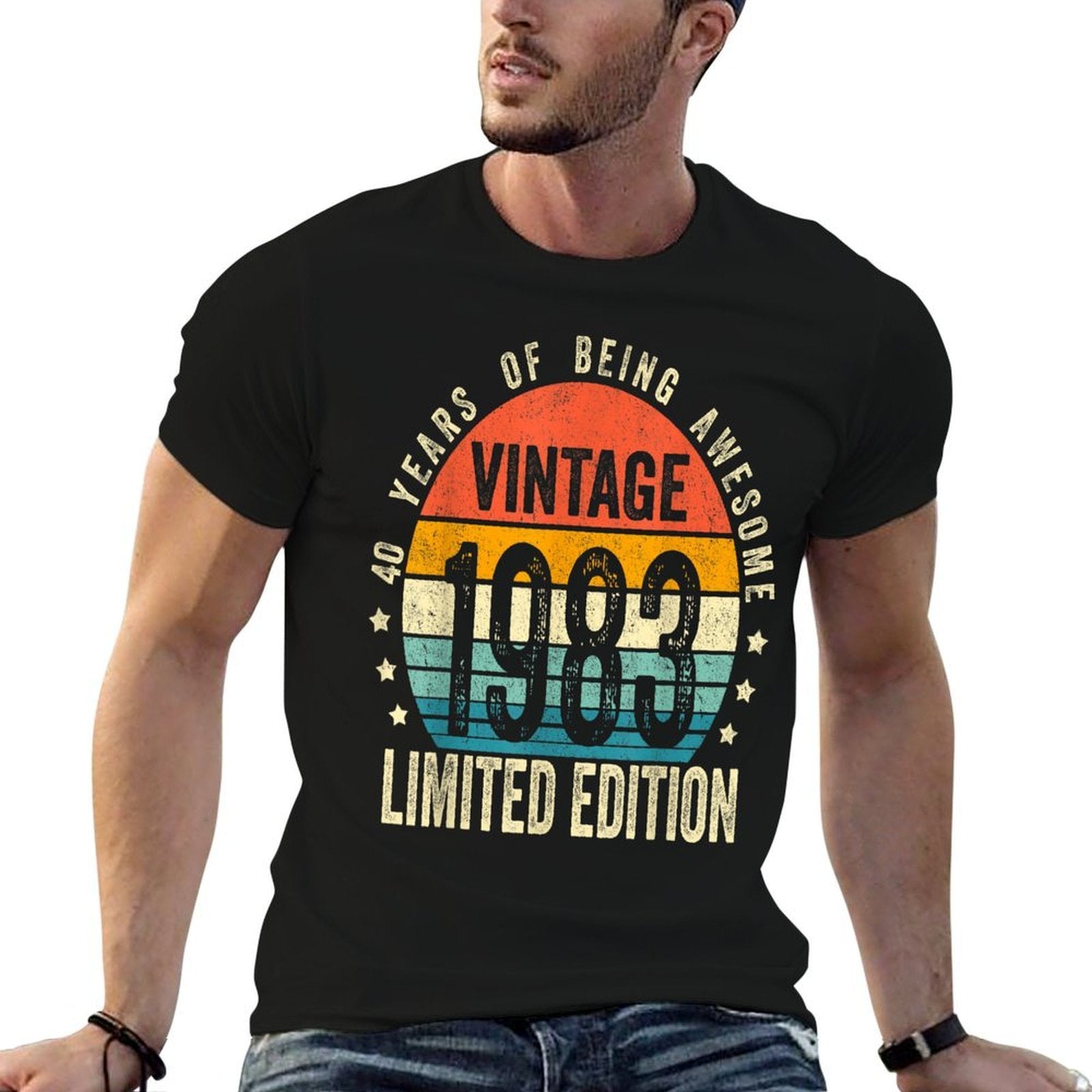 Vintage 1983 Limited Edition 40 Year Old Gifts 40th Birthday  Ribbed Collar T-Shirt