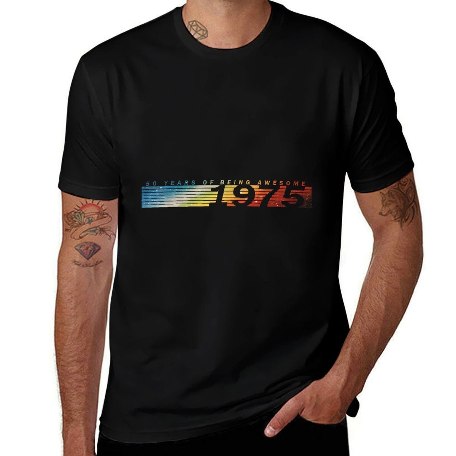 1975 Birthday Shirt for Men Vintage Space 50th Birthday  Classic T-Shirt