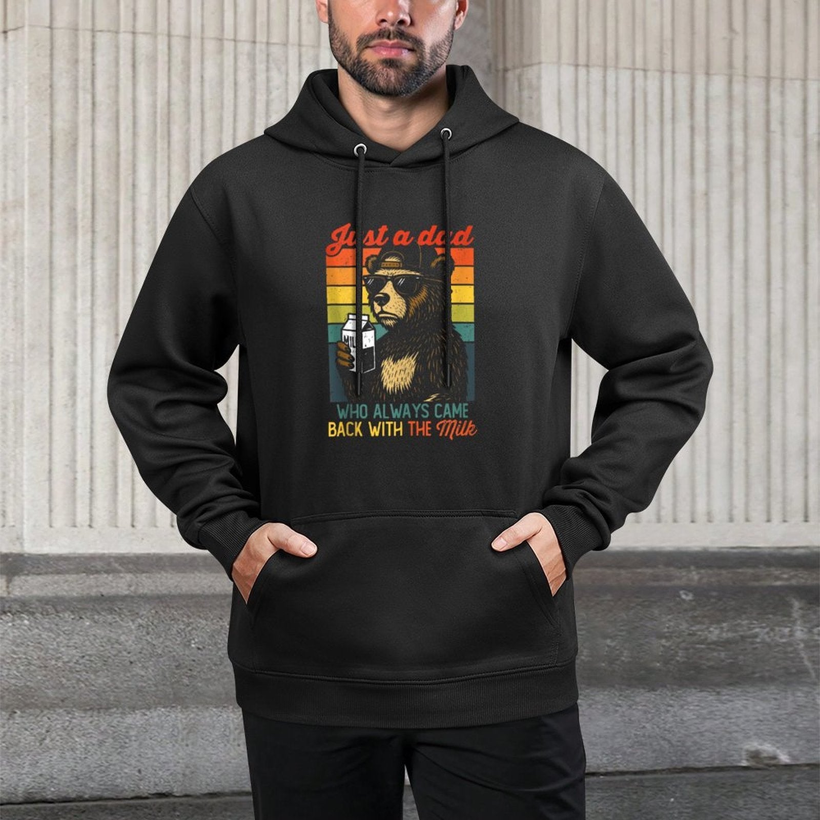 Bear Funny Just A Dad Who Always Came Back - Fathers Day Dad Easy Care Hoodie