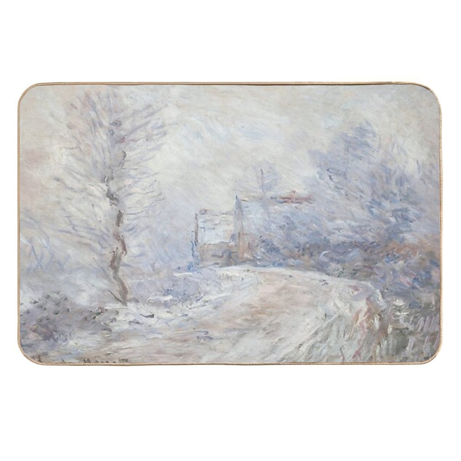 70.The Entrance to Giverny Under The Snow, by Oscar-Claude Monet Pet-Safe Bath Mat