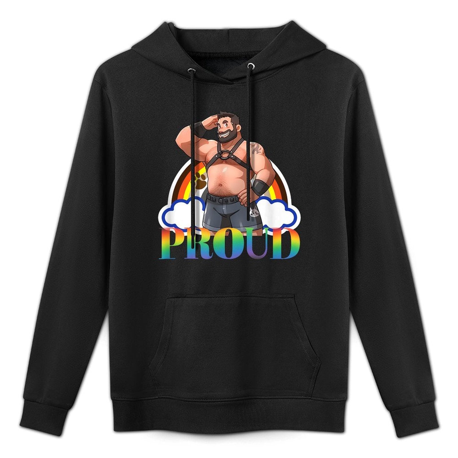 Proud Gay Pride - Leather Gay Daddy Man Bear Gay Bearded Layering Staple Hoodie