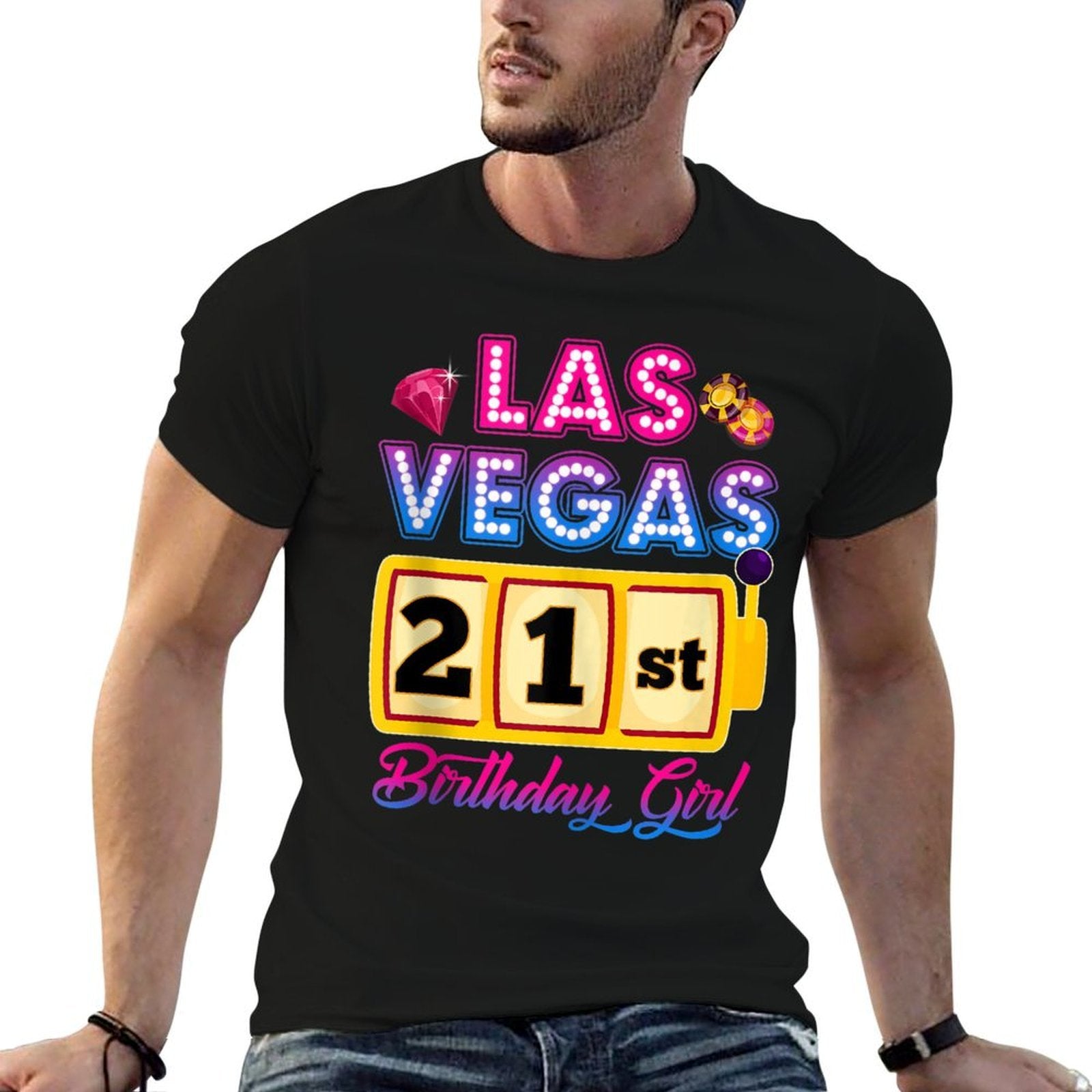 21 Years Old Vegas Girls Trip Vegas 21st Birthday Girls  Tagless Design T-Shirt