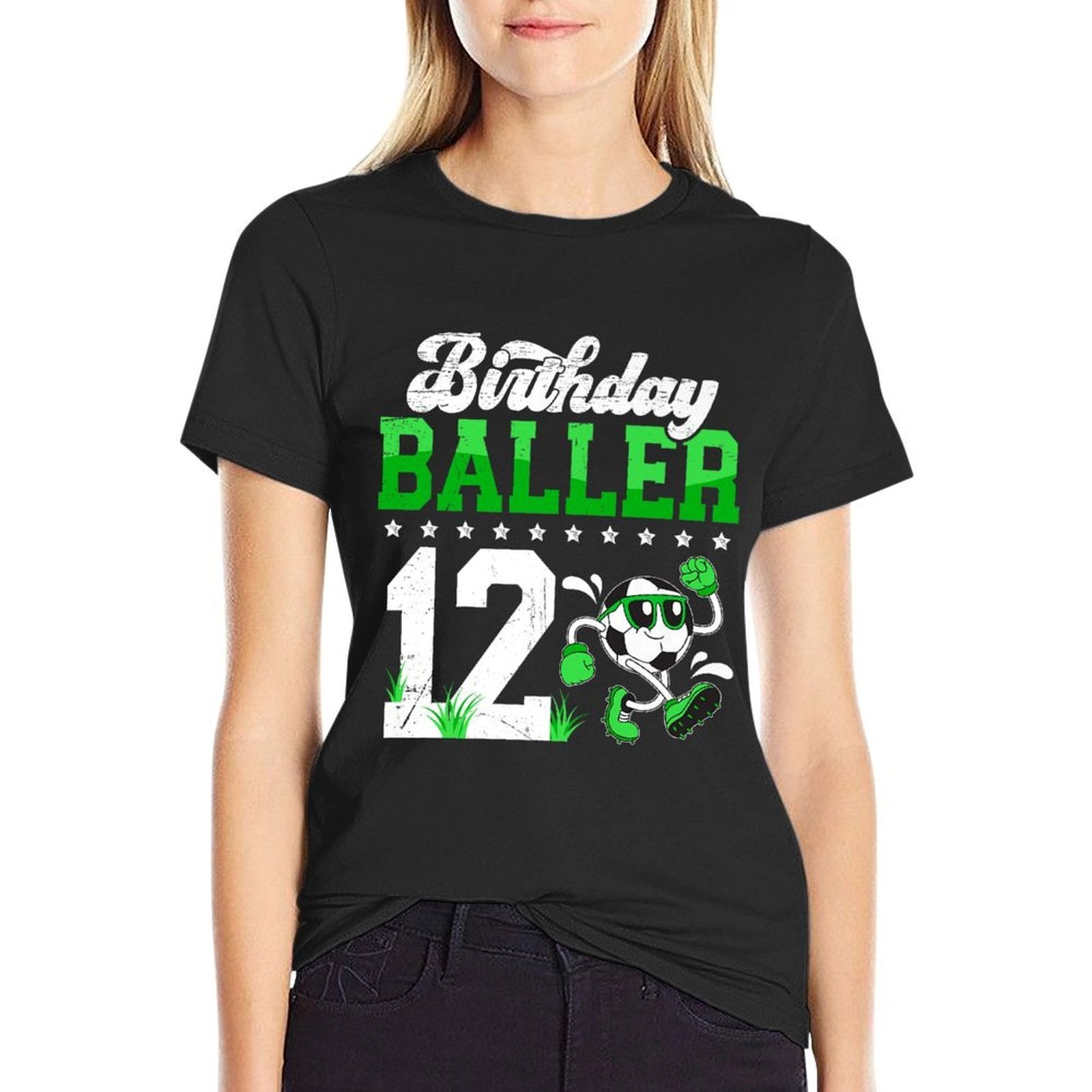 12th Soccer Birthday Party Twelve Year Old Soccer Player Premium  Oversized Silhouette T-Shirt