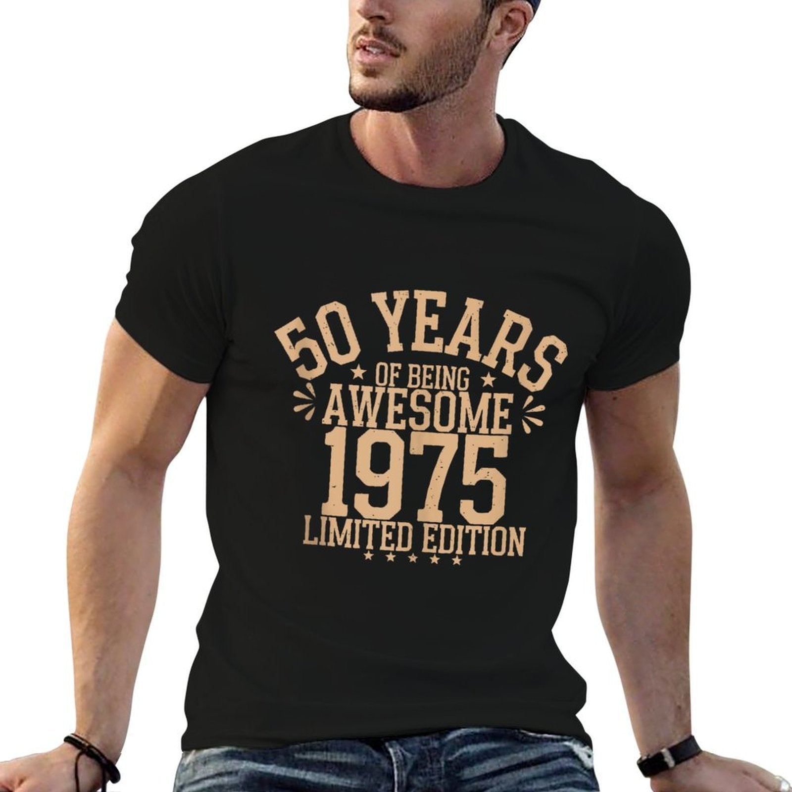 50 Year Birthday Decorations Men Gag 50yr 1975 50th Birthday  Vintage-inspired T-Shirt