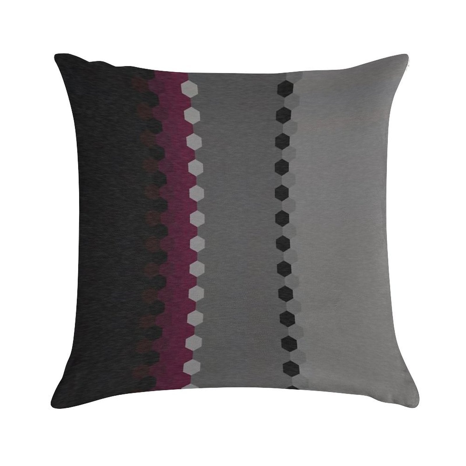 Modern Burgundy Black Grey Dot Stripes Soft High-Density Material Throw Pillow
