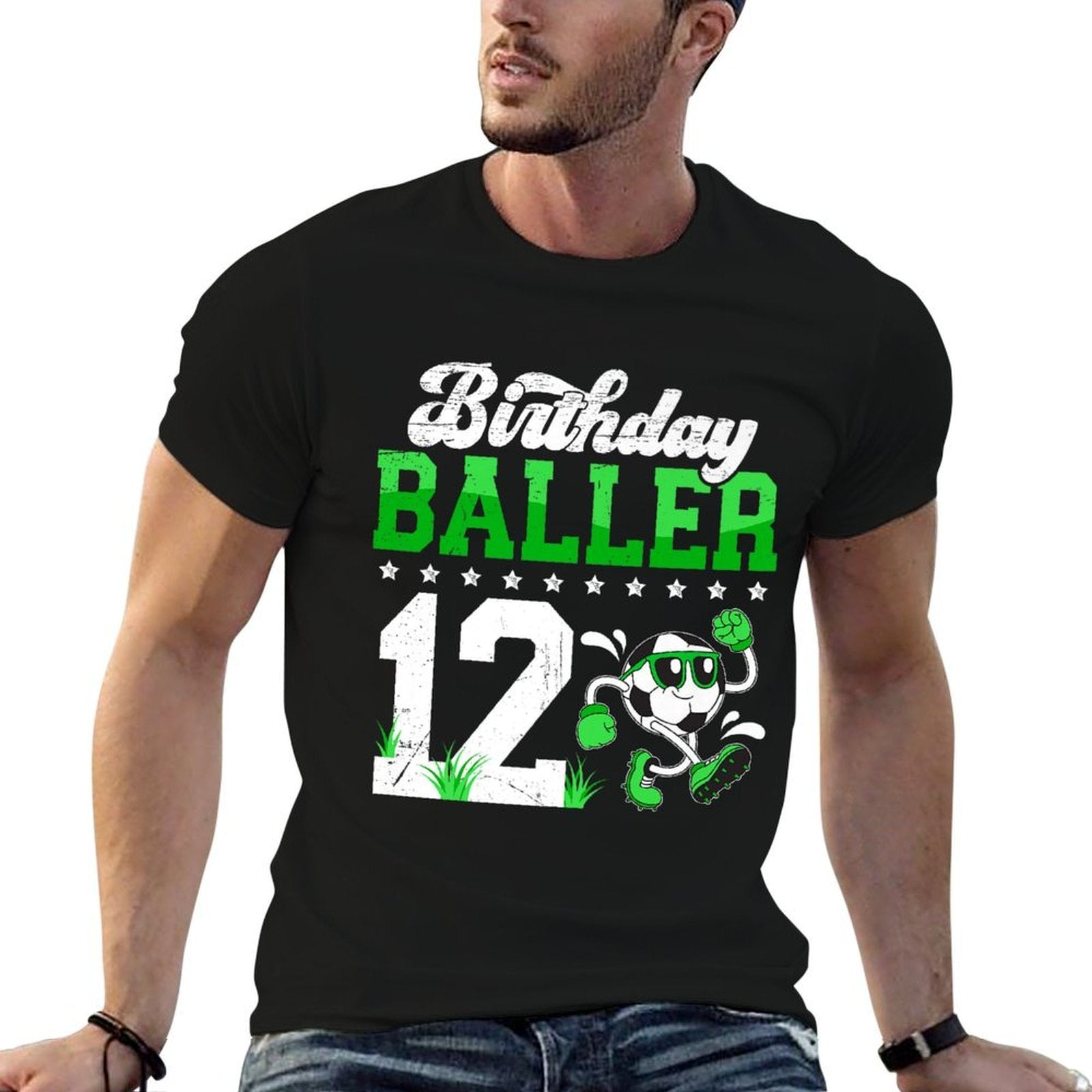 12th Soccer Birthday Party Twelve Year Old Soccer Player Premium  Oversized Silhouette T-Shirt