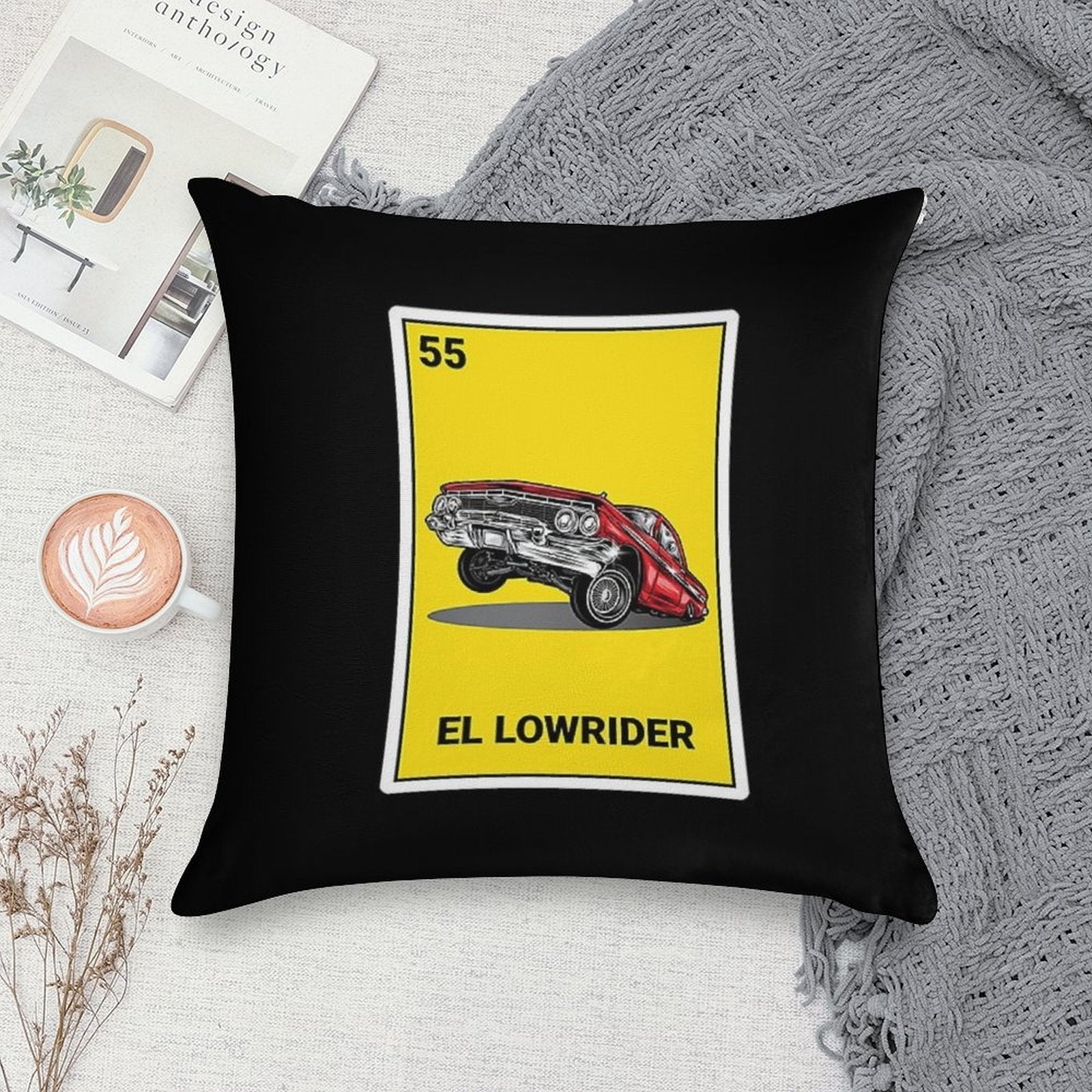 El Lowrider Chicano Soft Reinforced Edging Throw Pillow