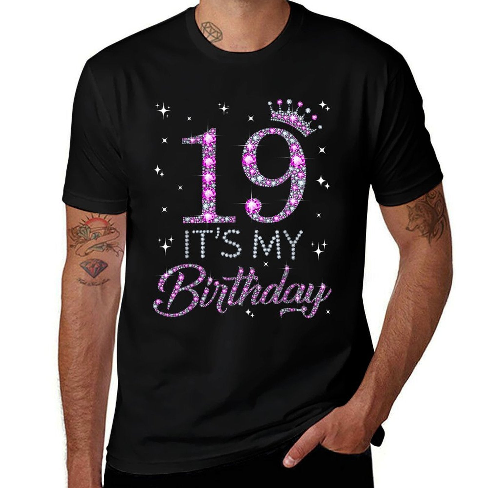 19 It's My Birthday Pink Crown Happy 19th Birthday Girl  Vintage-inspired T-Shirt