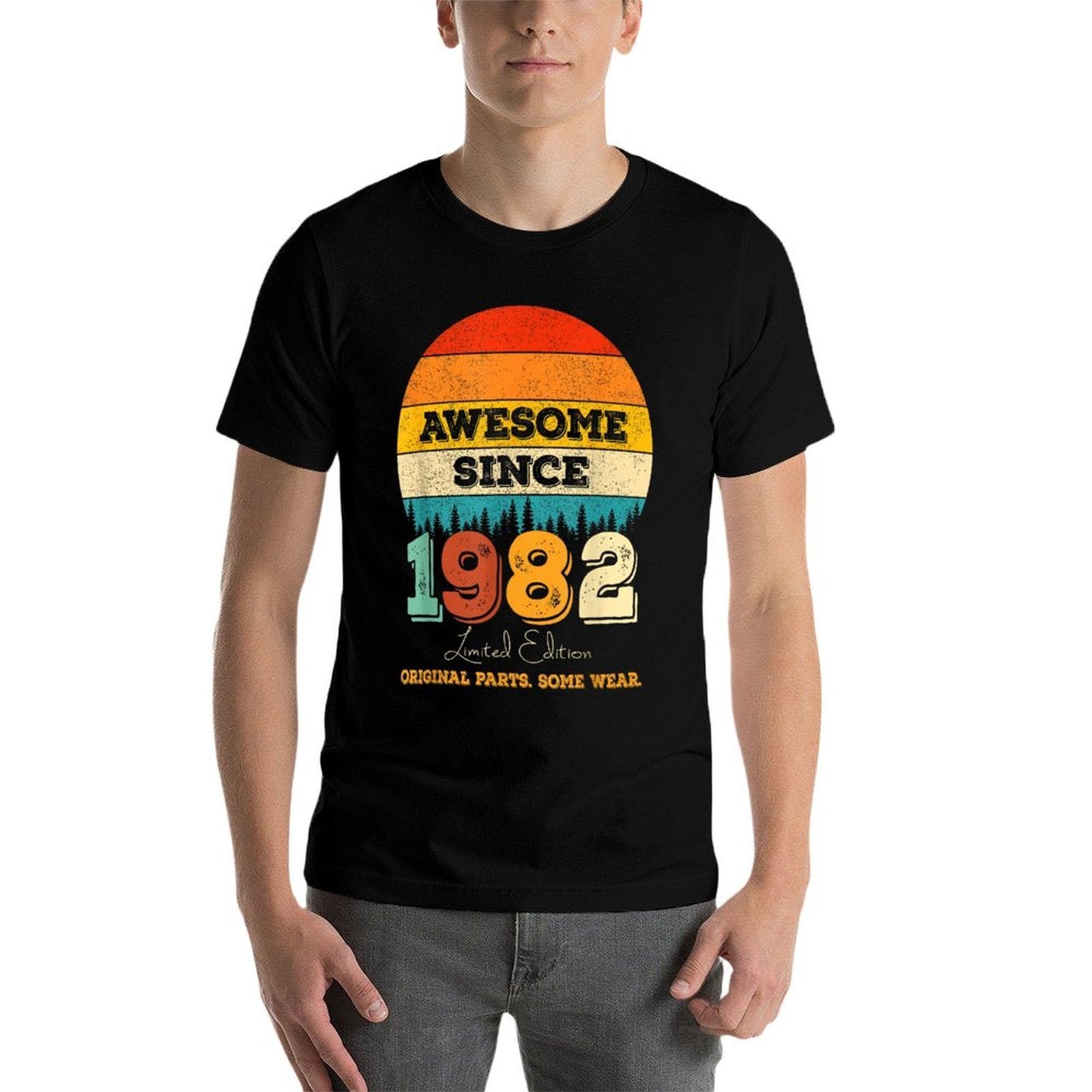 42 Year Old Original Parts Since 1982 Awesome 50th Birthday  Rolled Sleeves T-Shirt