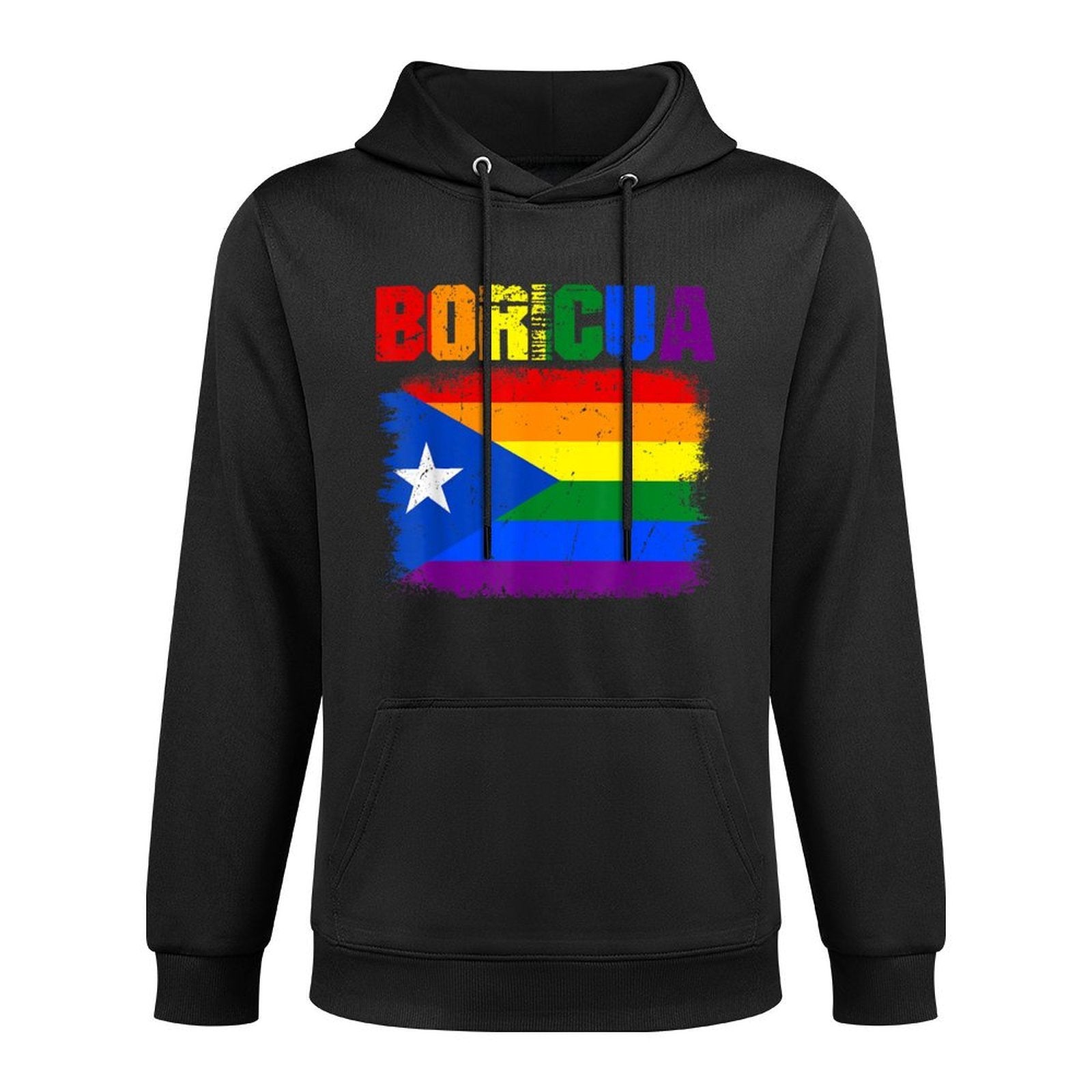 Retro Boricua Gay LGBTQ Pride Ally Puerto Rican Rainbow Unisex Design Hoodie