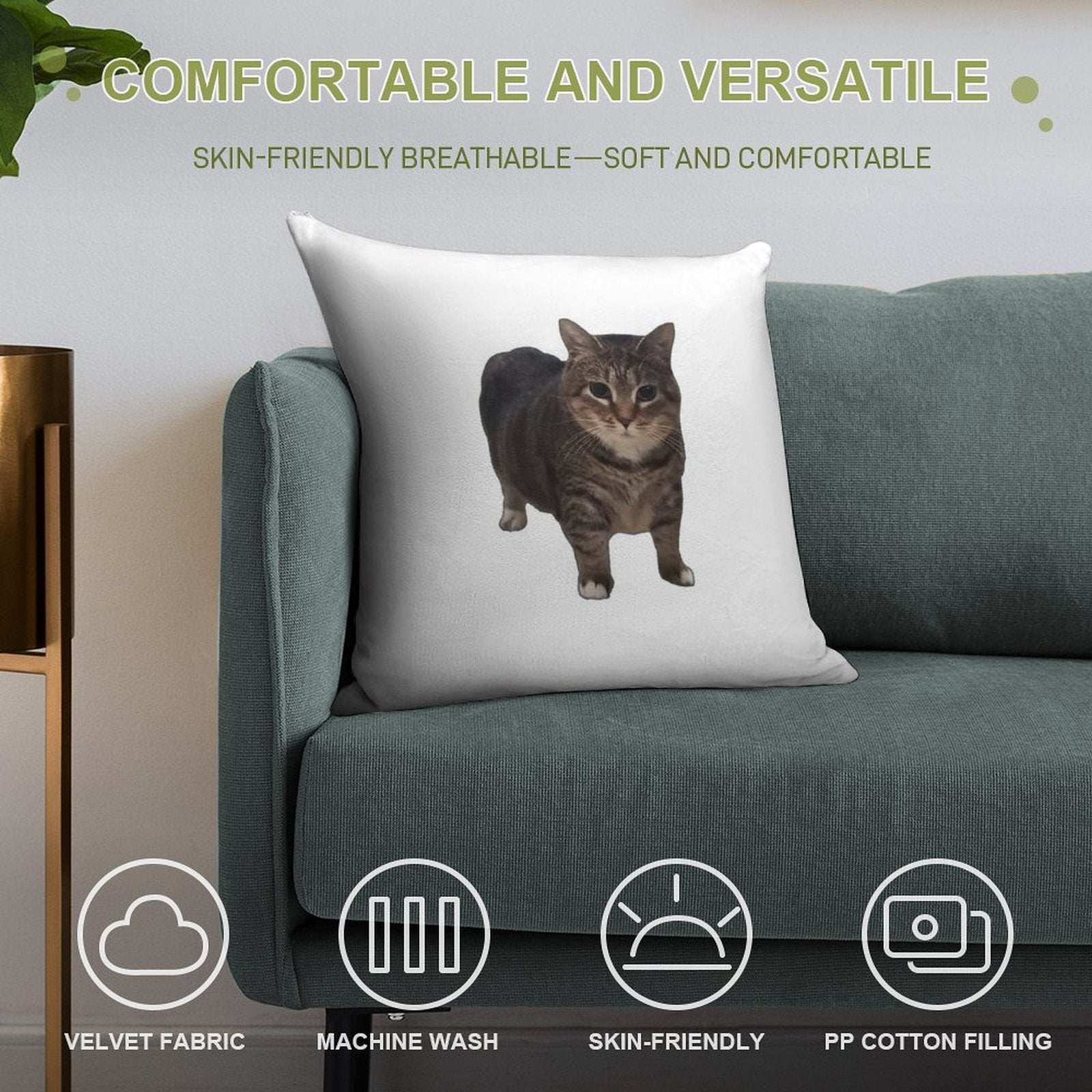 Spinning Oiia Oiia Cat Soft Shrink-Resistant Throw Pillow