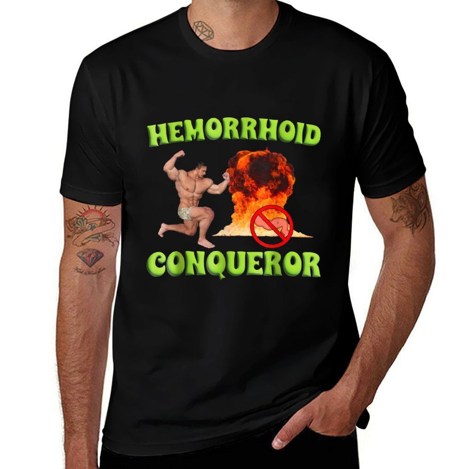 Hemorrhoid Conqueror Funny Meme Weird Offensive Cringe Joke  Quick-drying T-Shirt