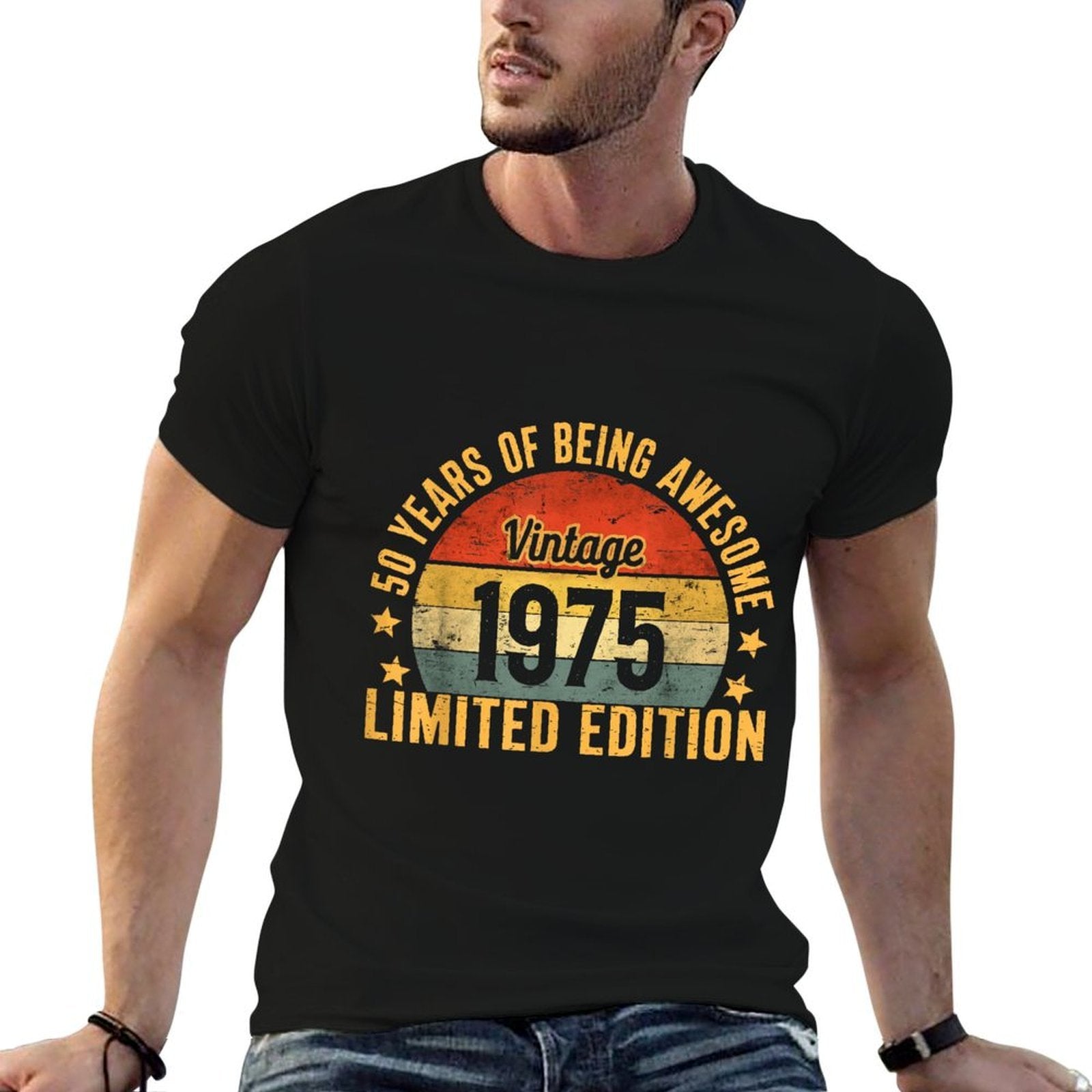 50th Birthday Decorations For Men 1975 Gag 50 Year Gift  Cotton T-Shirt
