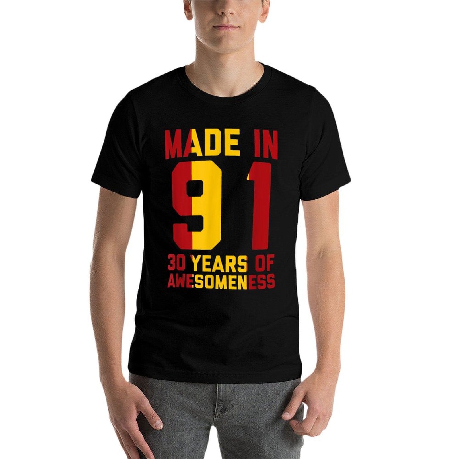 30th Birthday Spanish Gifts Men Women 30 Year Old 1991  Ribbed Collar T-Shirt
