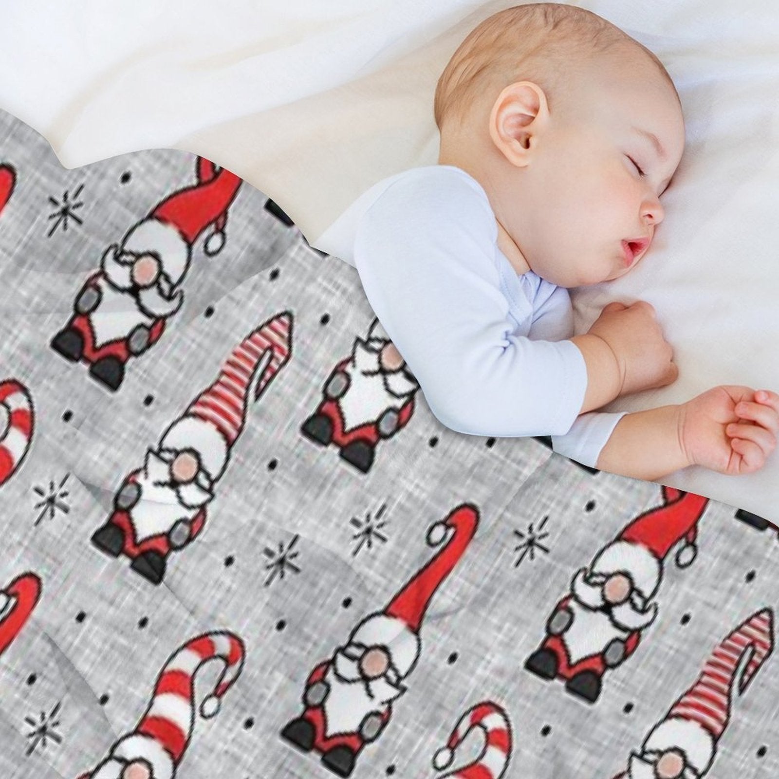 Christmas Gnomes - Grey Velvety-soft Throw Blanket