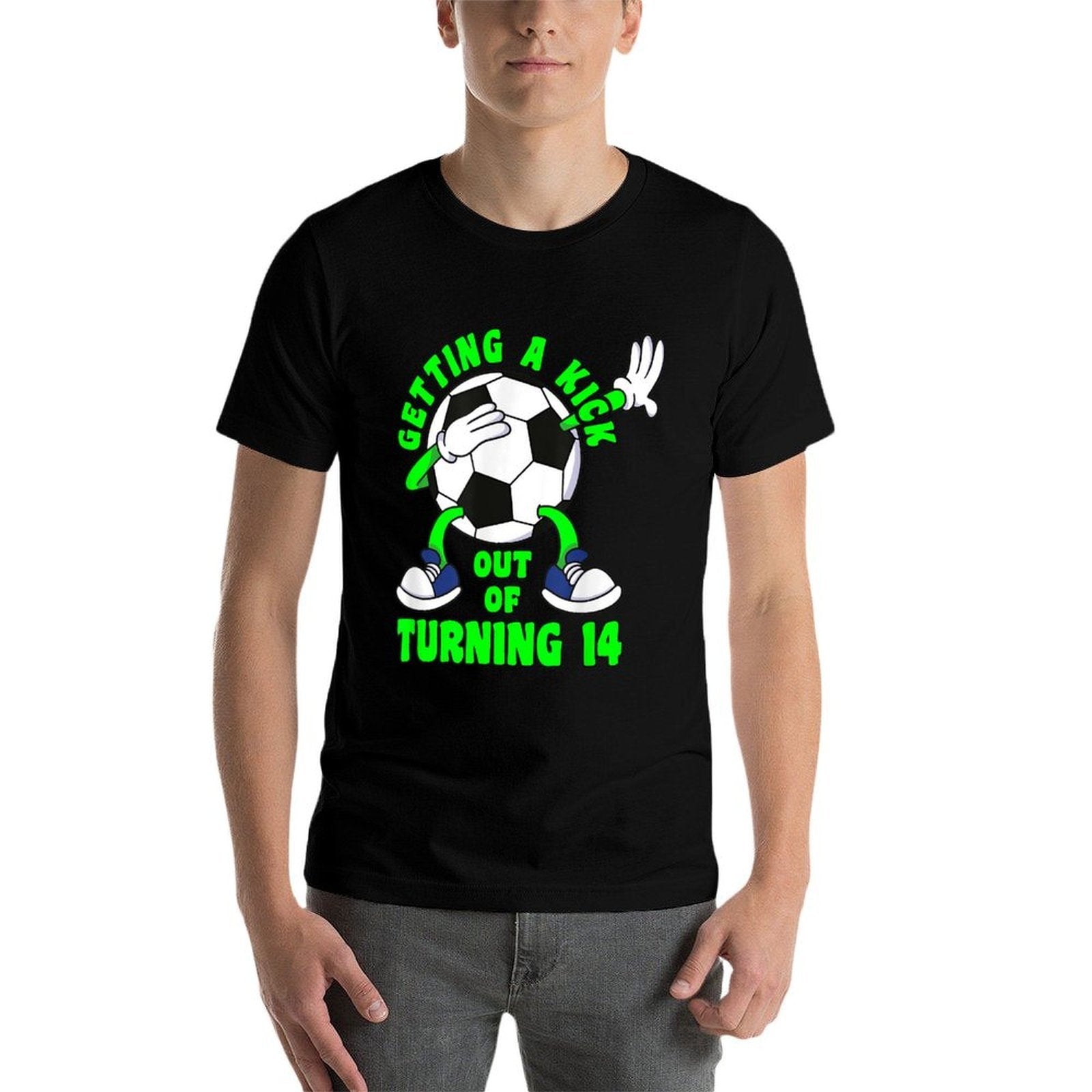 14 Year Old Happy 14th Birthday Soccer 14th Birthday  Cotton T-Shirt