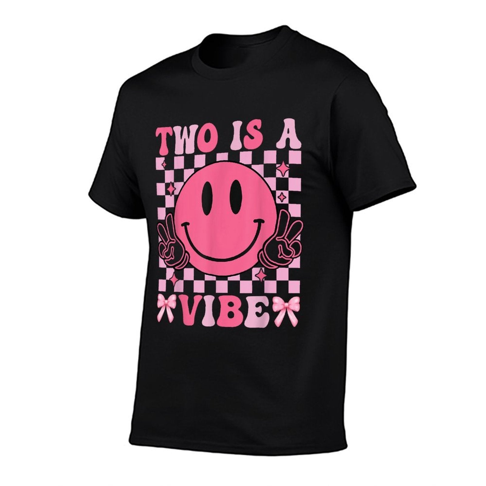 Two Is A Vibe 2nd Birthday Groovy Smile Face 2 Years Old  Classic T-Shirt