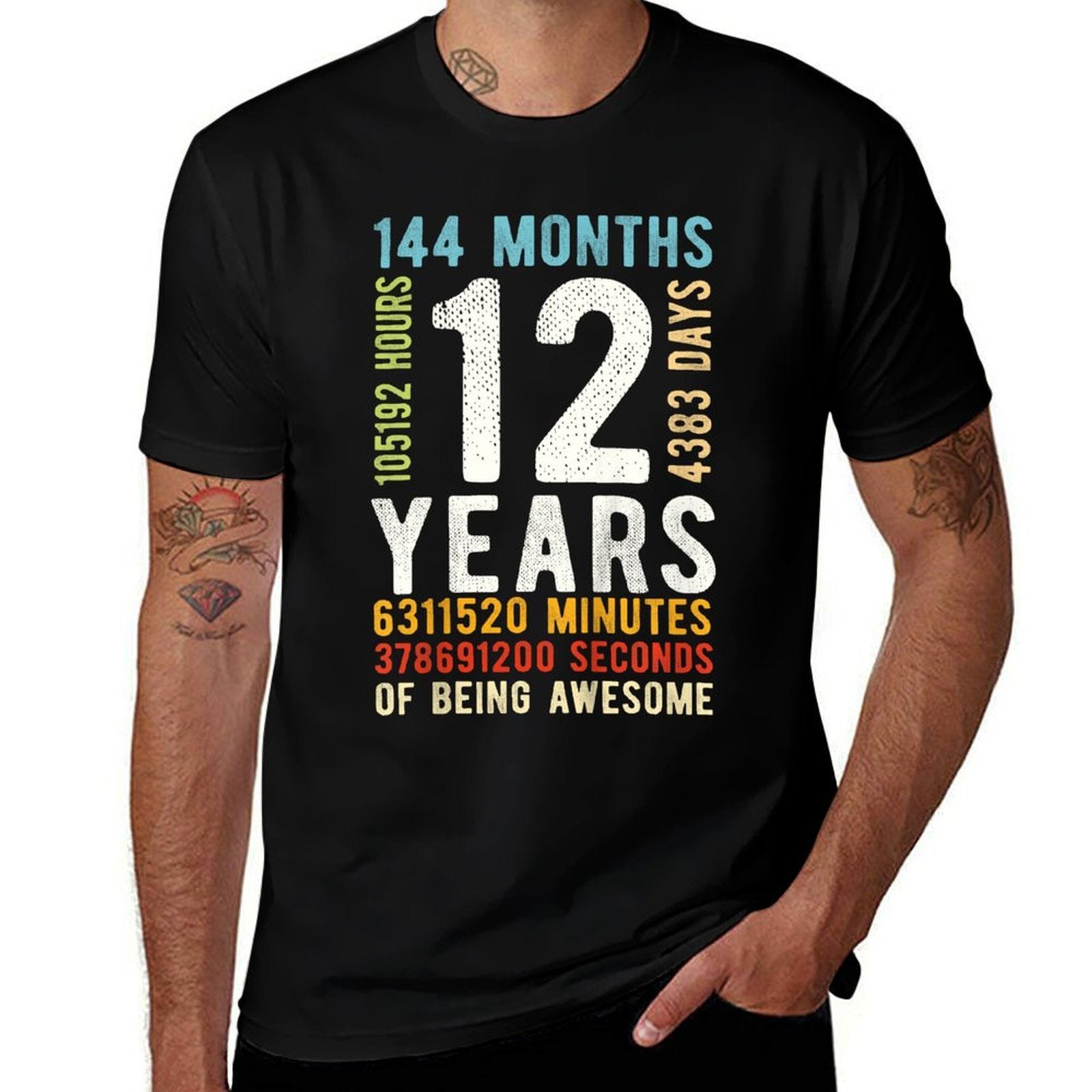 12th Birthday 12 Years Old Vintage Retro 144 Months  Durable T-Shirt