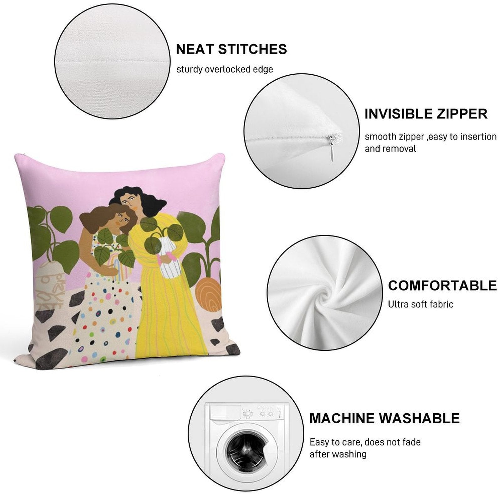 No Thanks, We Have Plants Soft Shrink-Resistant Throw Pillow