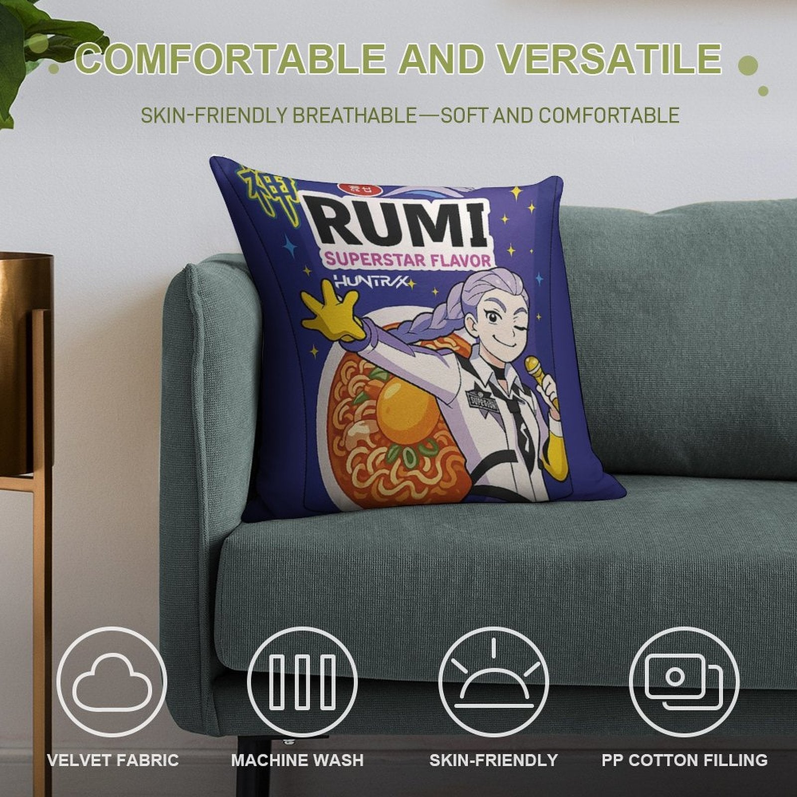 Rumi Ramen Flavor Soft High-Density Material Throw Pillow
