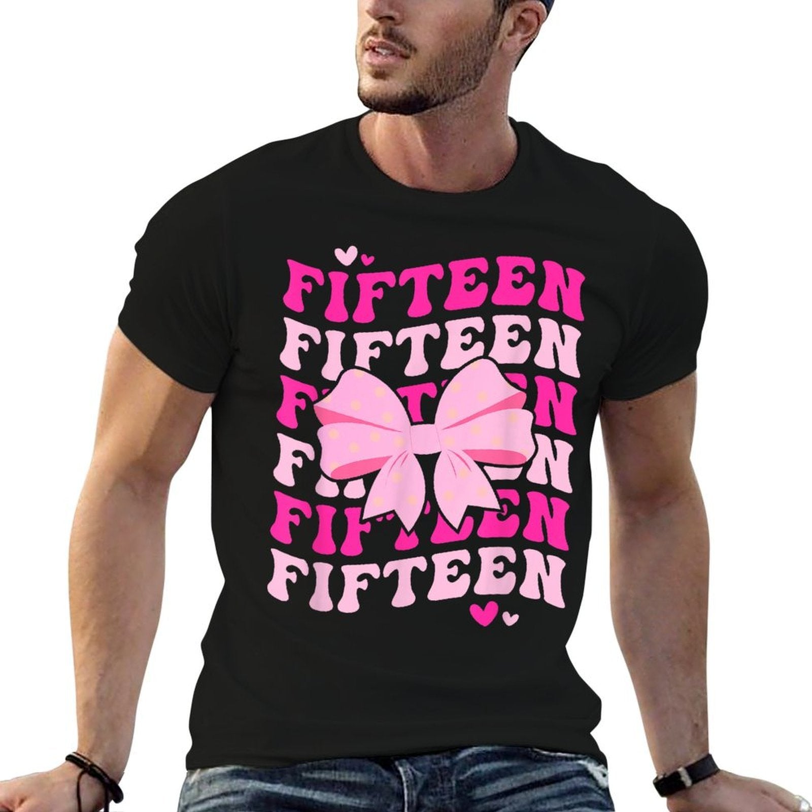 15th Coquette Birthday Party Fifteen Year Old Coquette Bow  High-quality Stitching T-Shirt
