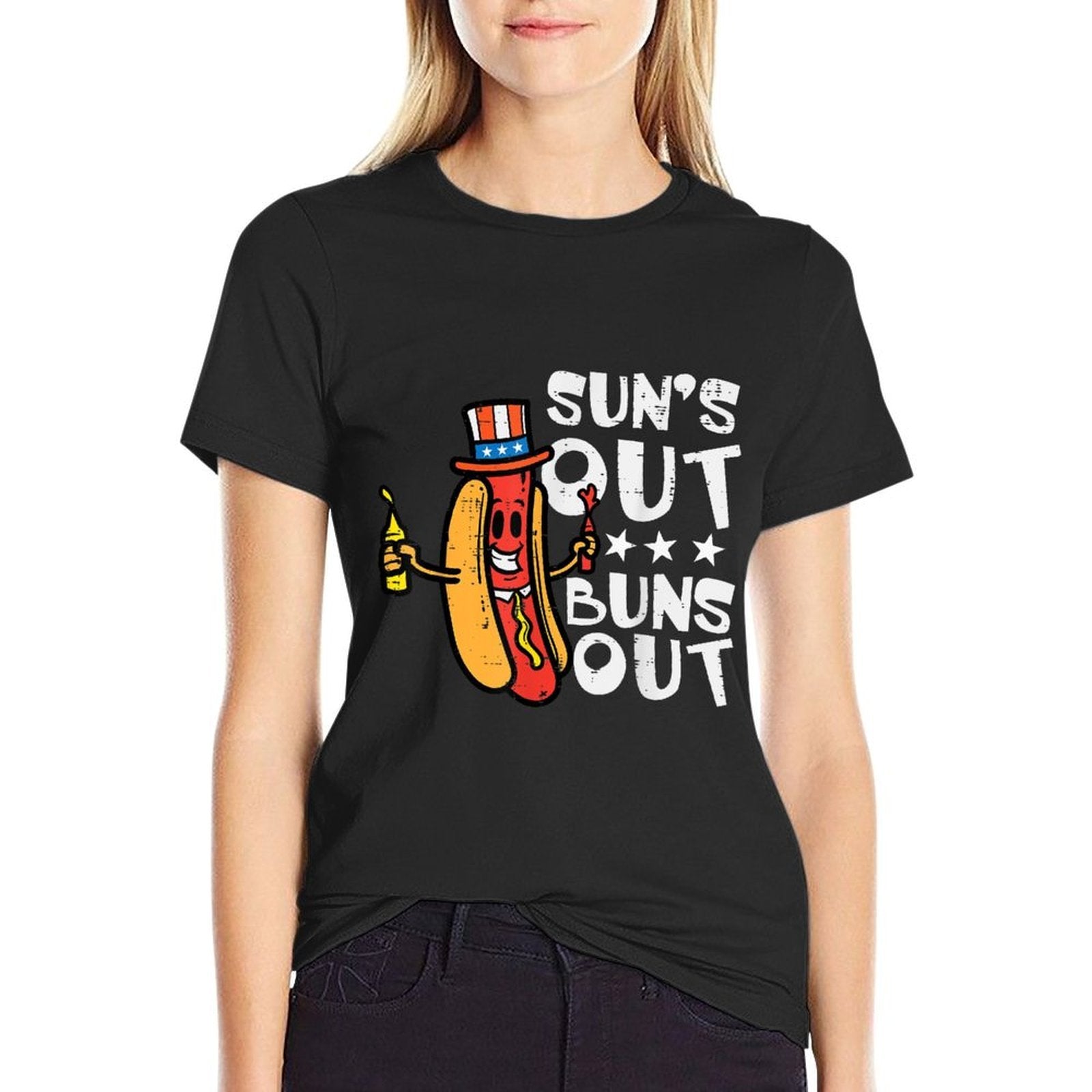 4th July Suns Out Buns Out Hotdog Patriotic Men Women Kids  Quick-drying T-Shirt