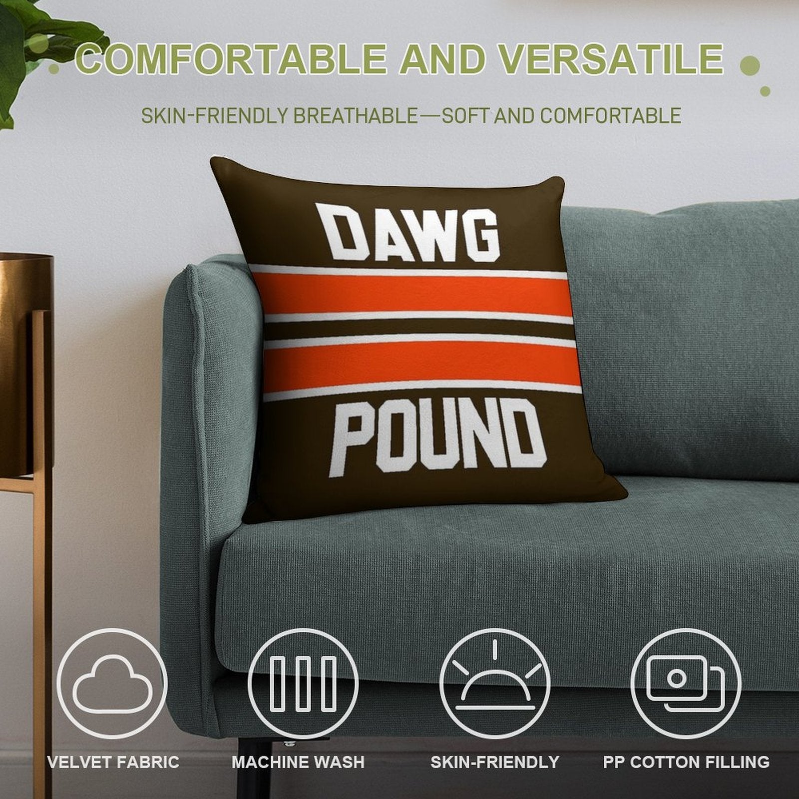 Dawg Pound Soft Home Decor Throw Pillow