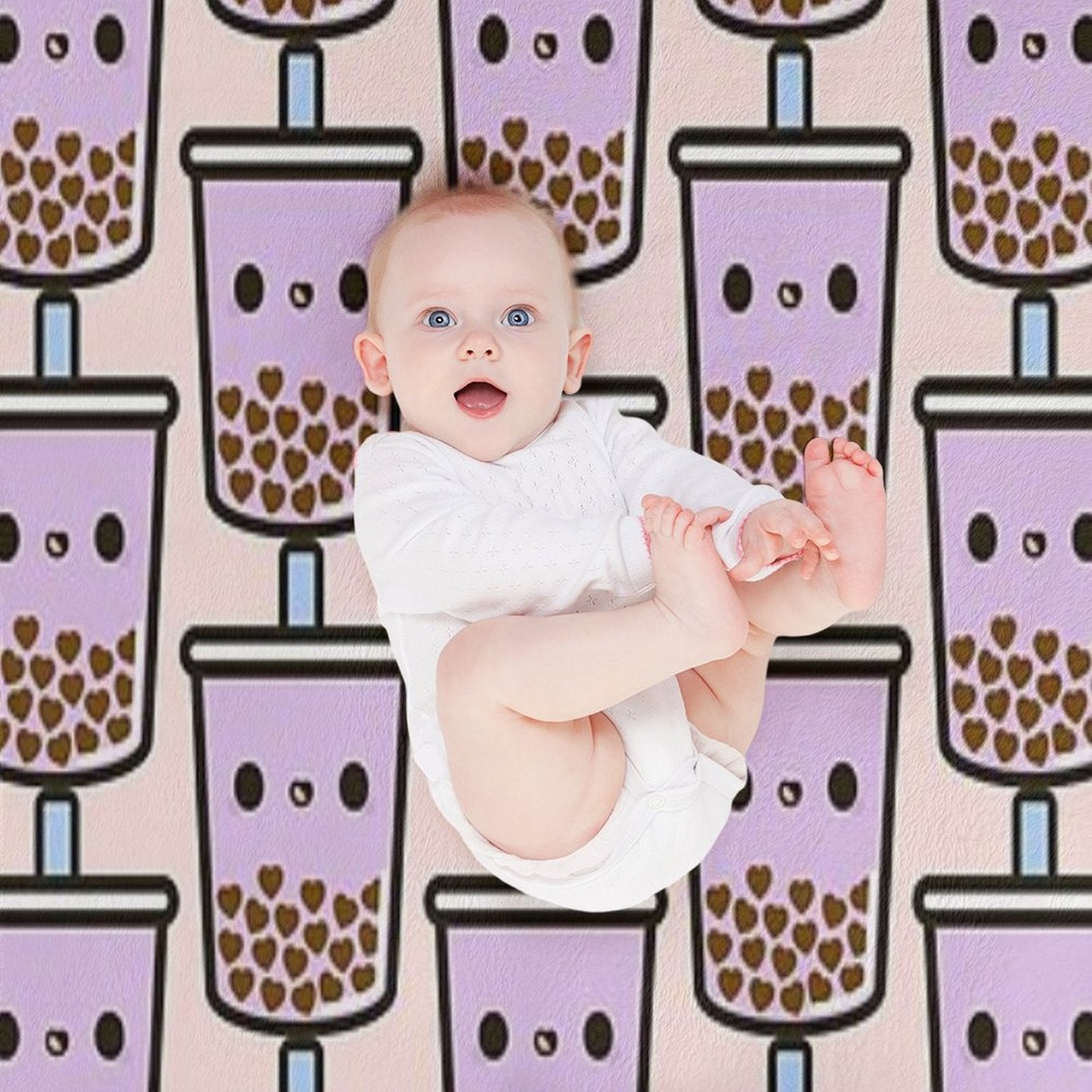 Cute Love Heart Bubble Tea Premium Throw Blanket