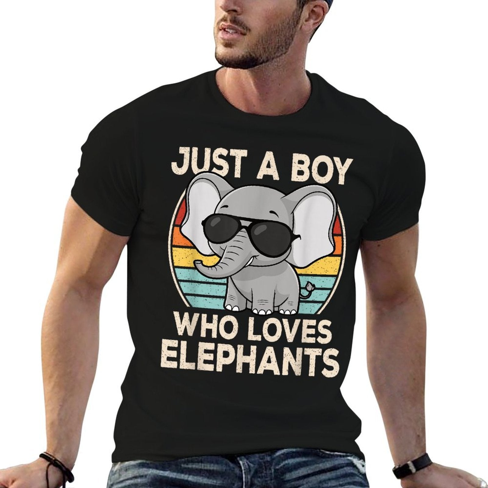 Just A Boy Who Loves Elephants Elephant Lover Boys Kids  Moisture-wicking T-Shirt