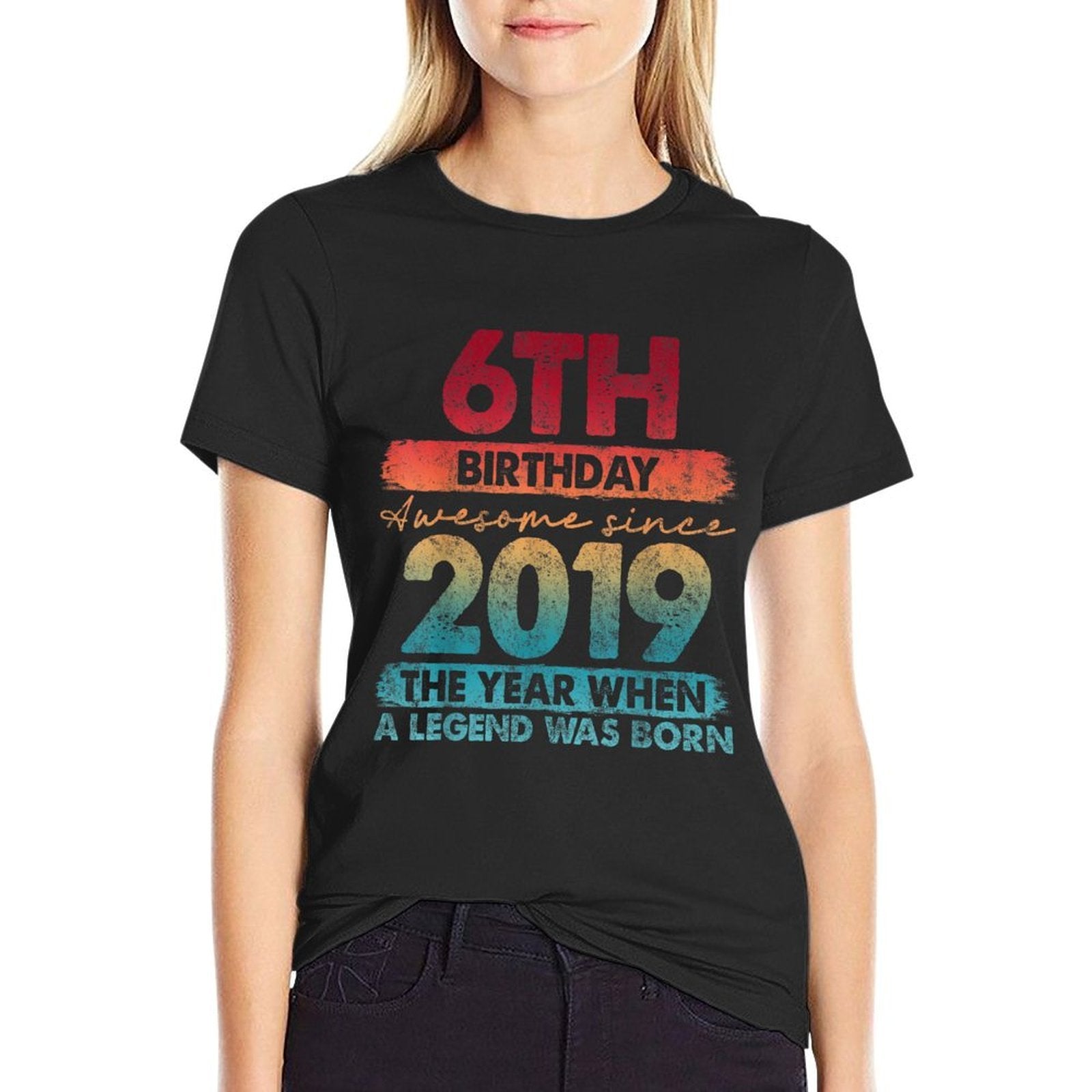 6 Year Old Gifts Vintage 2019 Limited Edition 6th Birthday  Oversized Silhouette T-Shirt