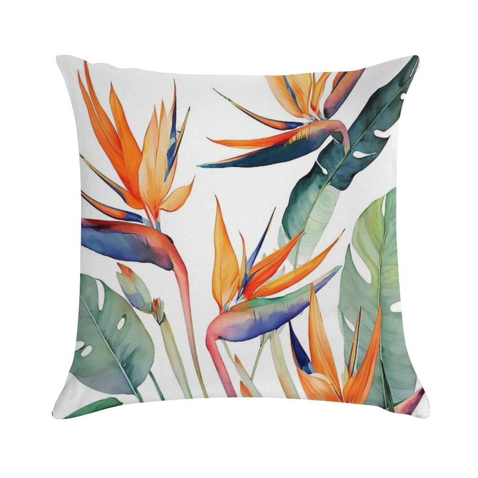 Birds of Paradise Soft Short Plush Fabric Throw Pillow