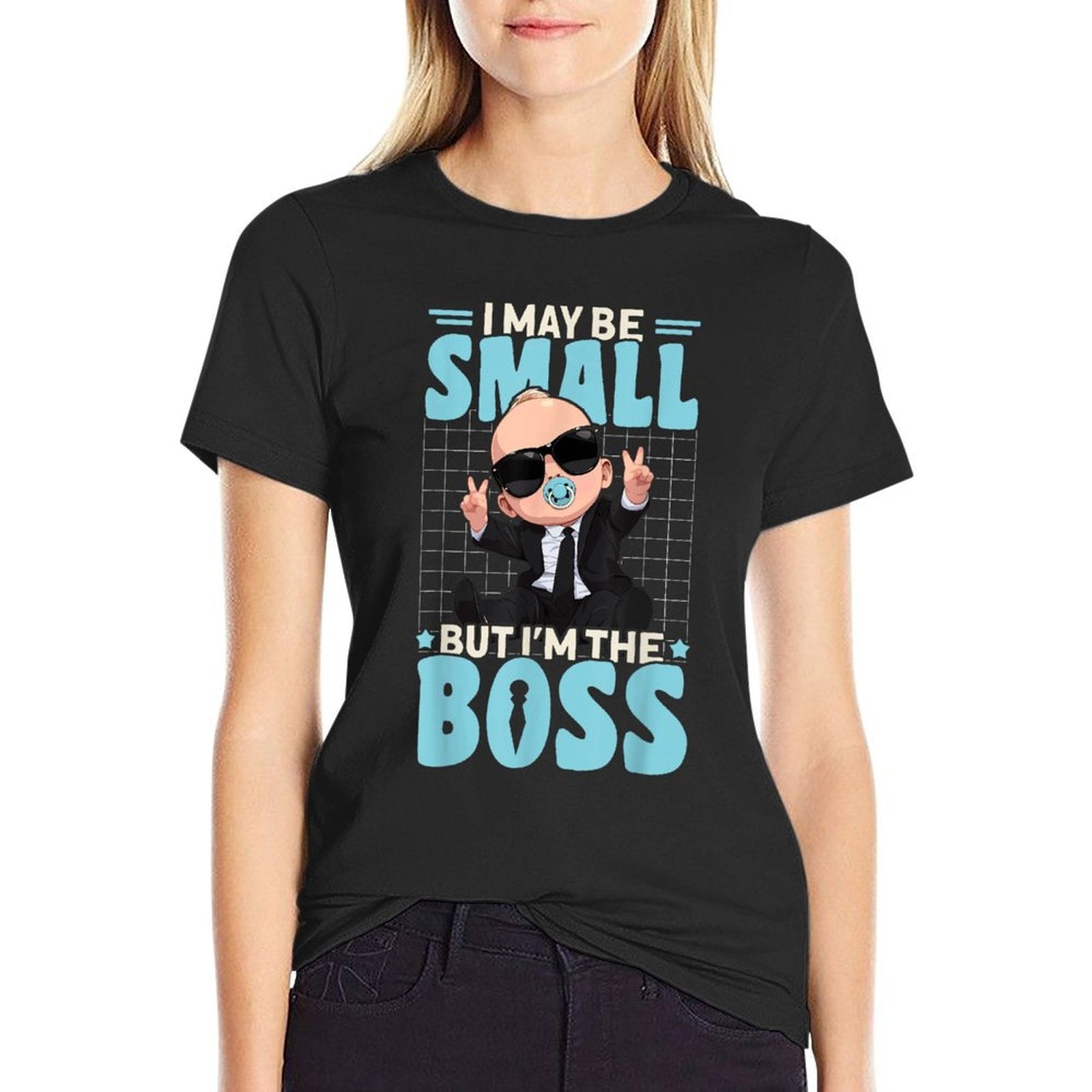 Baby Boss "I May Be Small But I'm The Boss" Like A Boss Kids  Summer-ready Fabric T-Shirt