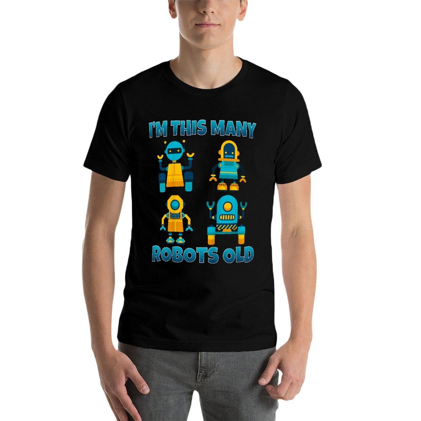 Kids I'm This Many Robots Old Robotics Kids 4th Birthday Party  High-quality Stitching T-Shirt