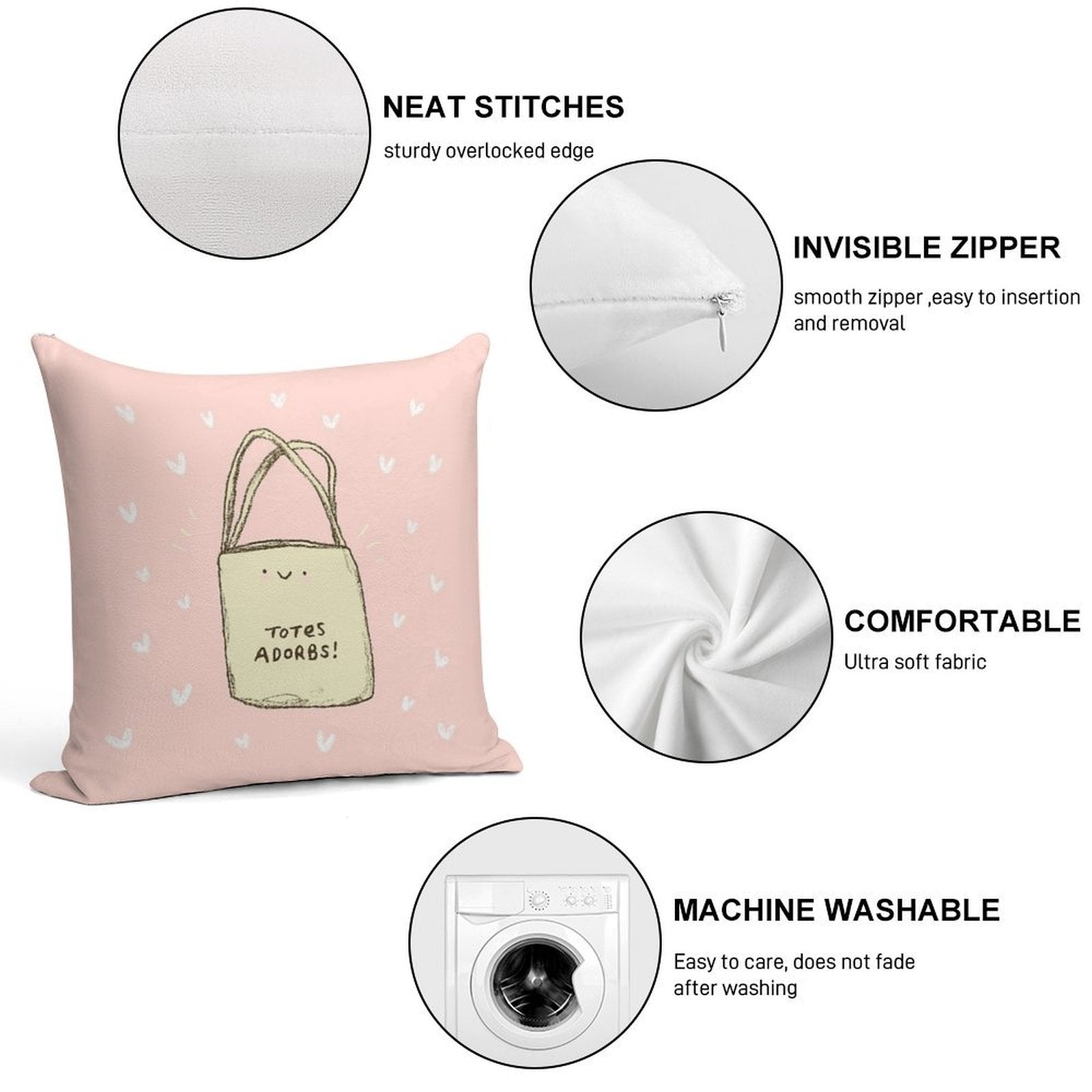 Totes Adorbs! Soft Durable Construction Throw Pillow