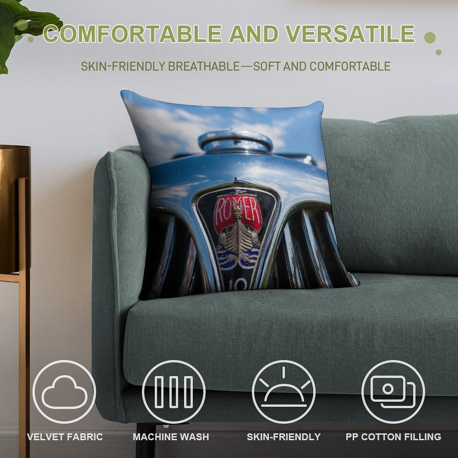 Rover 10 Grille Soft Short Plush Fabric Throw Pillow