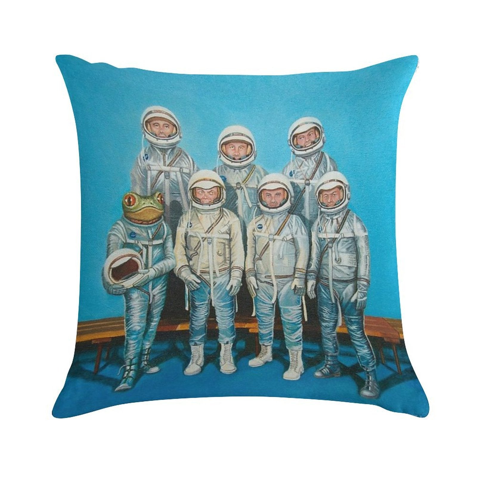 1959 Astronaut Frog's Space Race Soft Gift Ready Throw Pillow