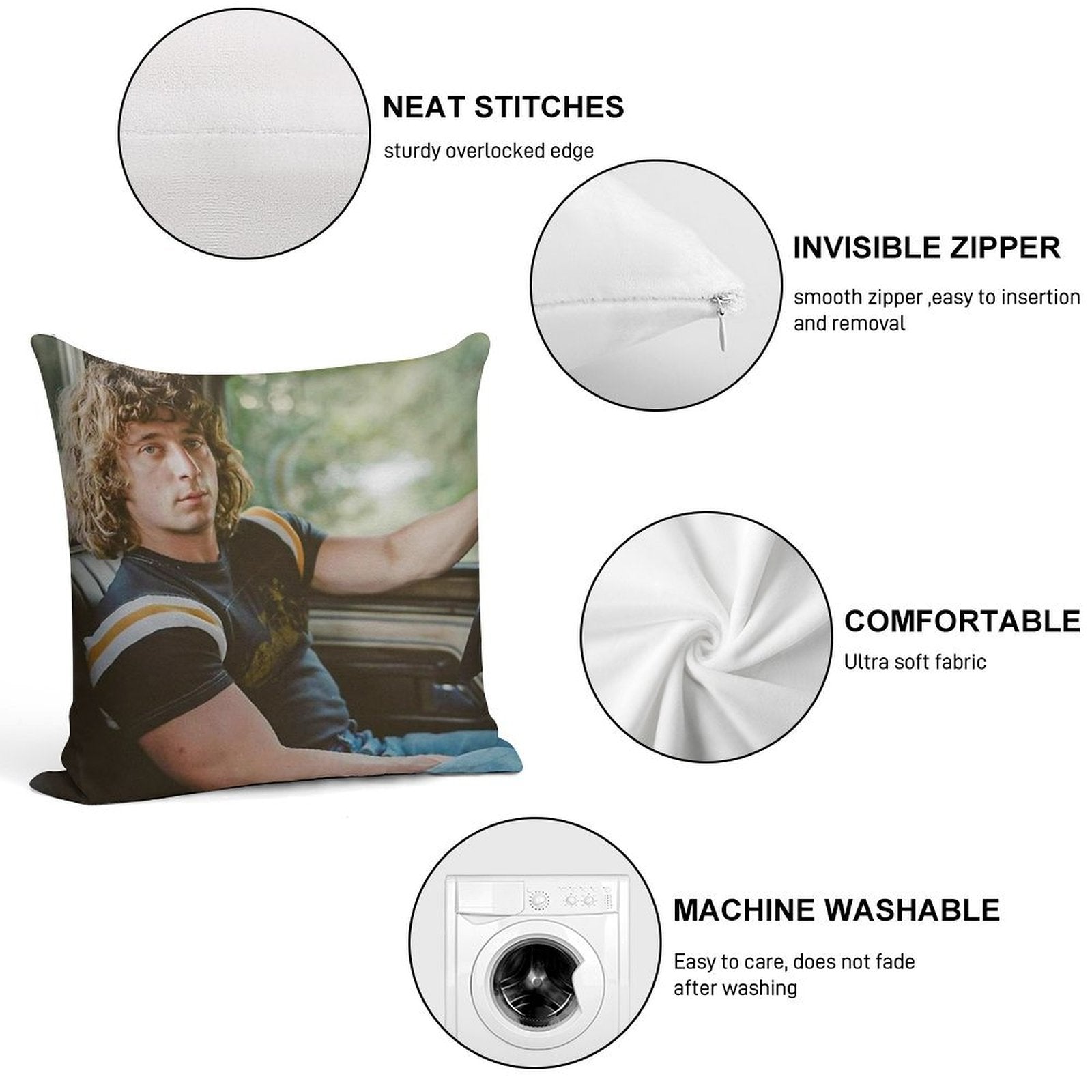 Jeremy Allen White Vintage Soft High-Density Material Throw Pillow