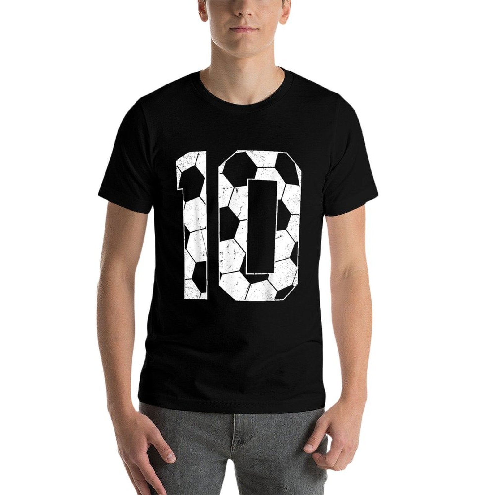 10th Birthday Boy Soccer Player Football 10 Years Old  Trendy Pattern T-Shirt