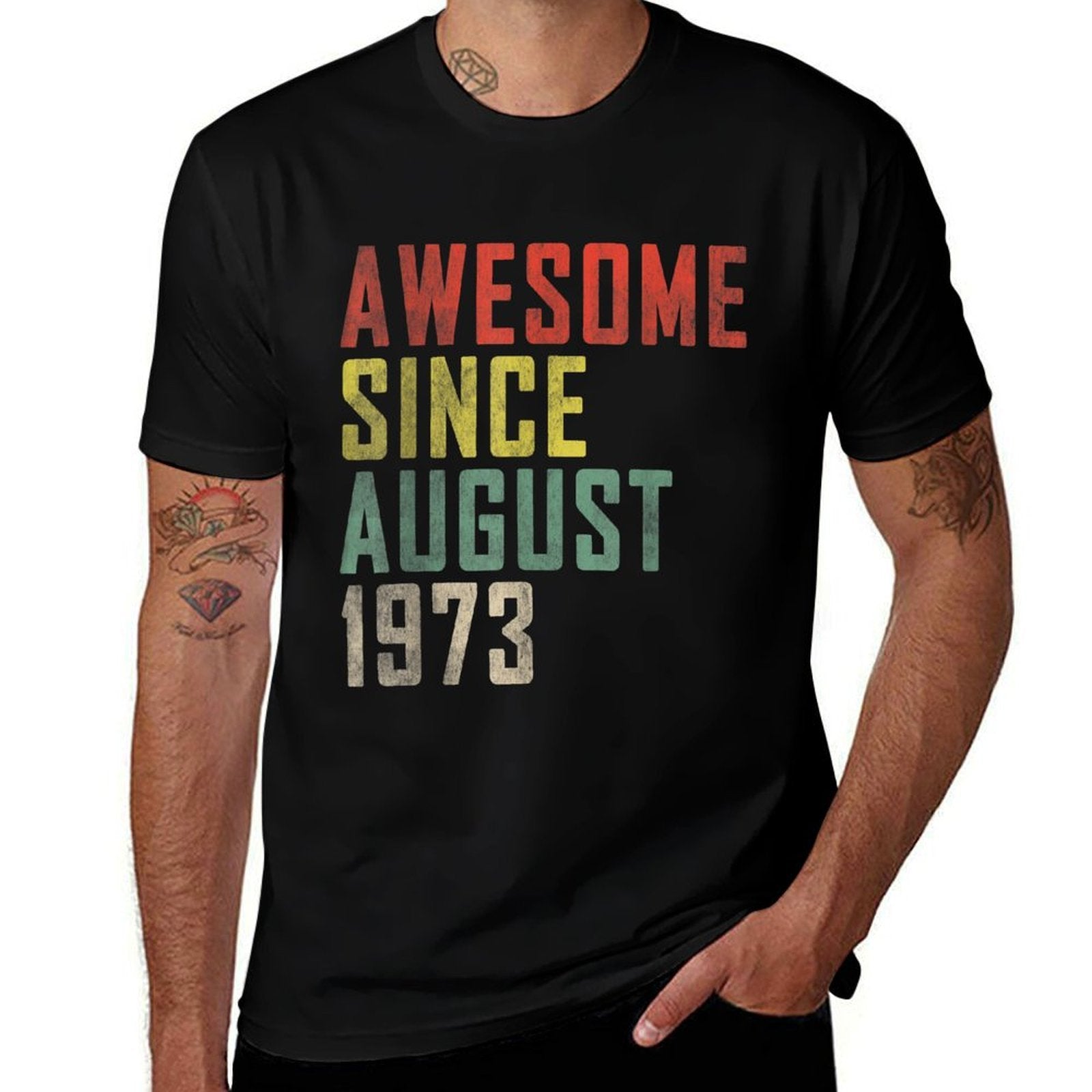 50th Birthday Awesome Since August 1973  Wrinkle-resistant T-Shirt