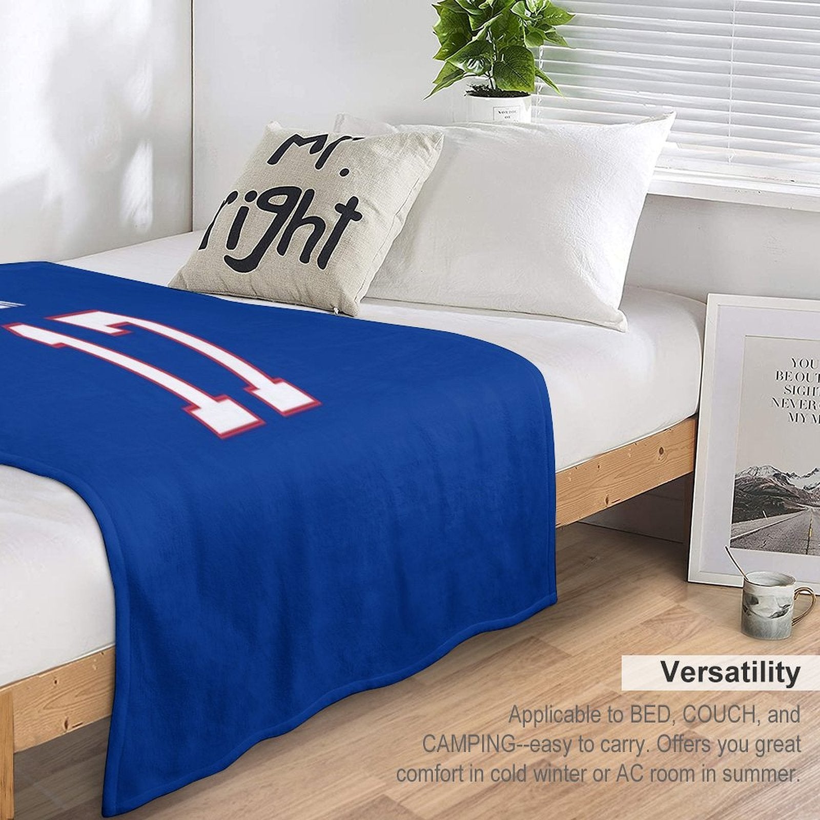 Josh Allen Buffalo Bills Jersey Number Premium Throw Blanket