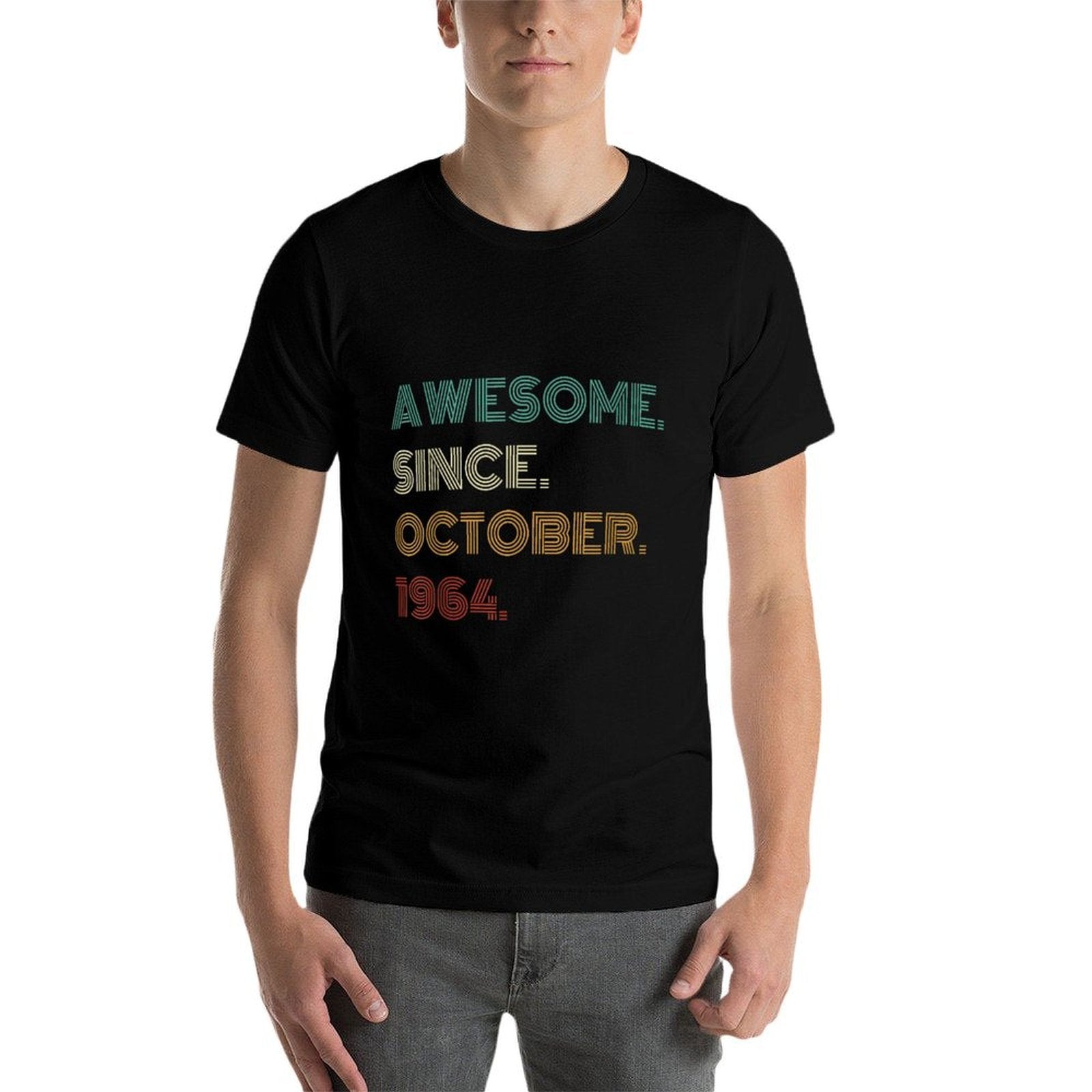 60 Years Old Awesome Since October 1964 60th Birthday  Oversized Silhouette T-Shirt