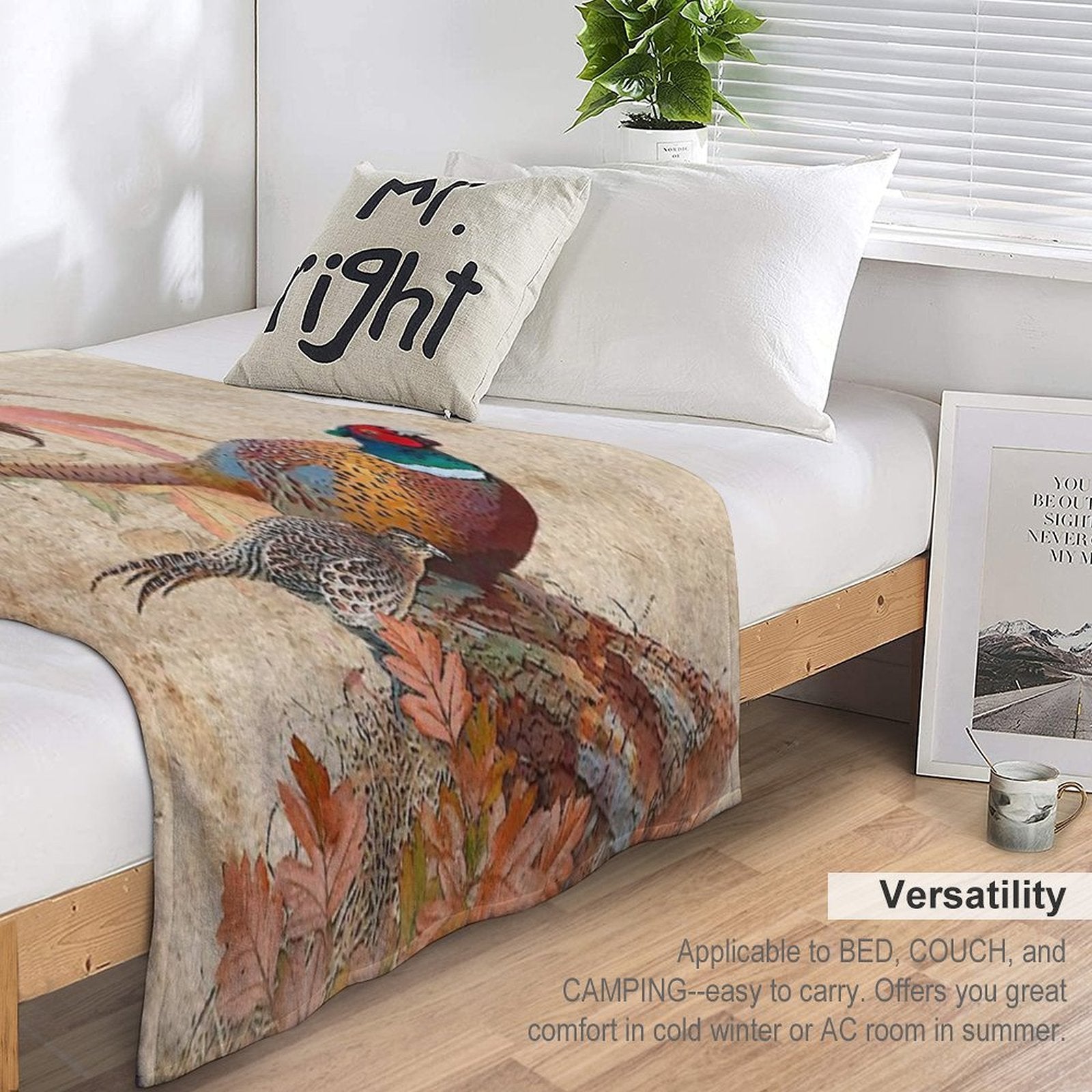 Common Pheasant Wrinkle-free Throw Blanket