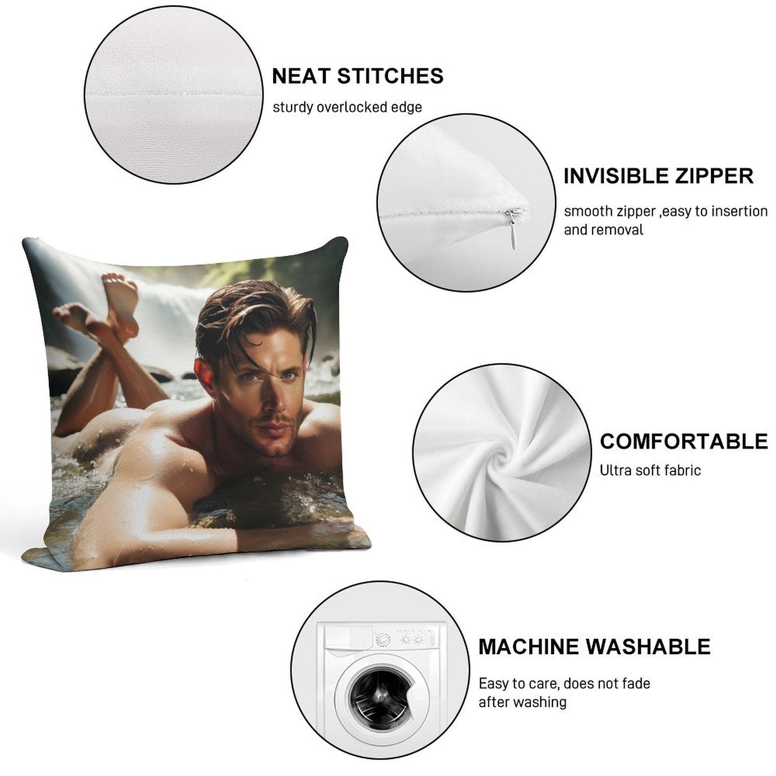 Jensen Ackles Soft Warmth Comfort Throw Pillow