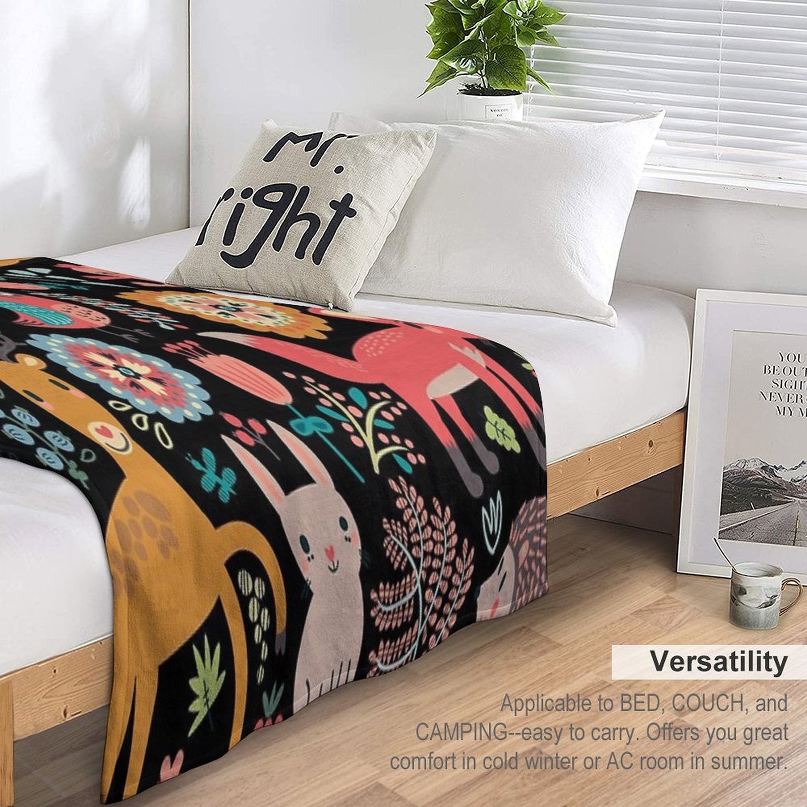 Woodland Animals Pattern Easy Care Throw Blanket