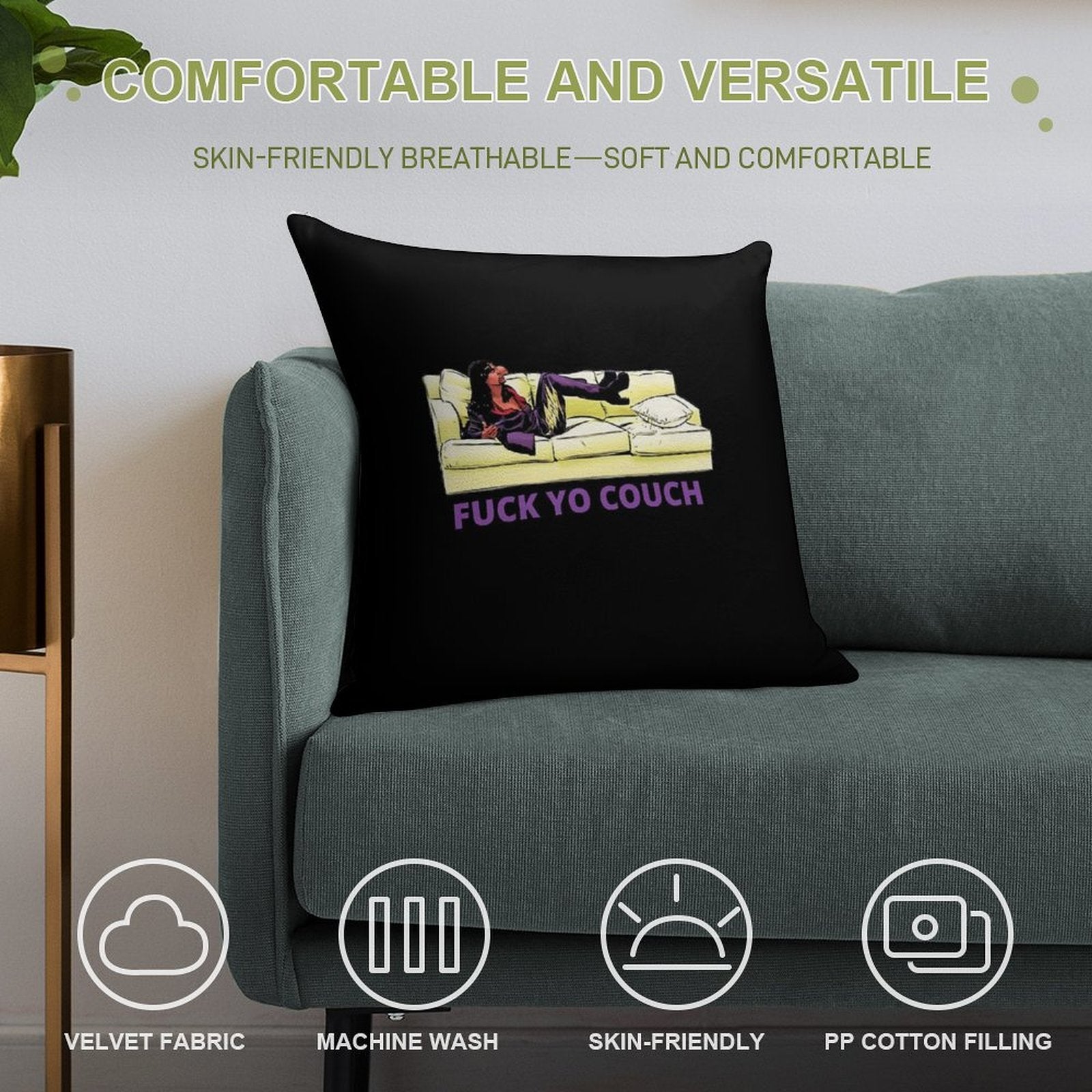 Fck Yo Couch Soft Fade-Resistant Throw Pillow