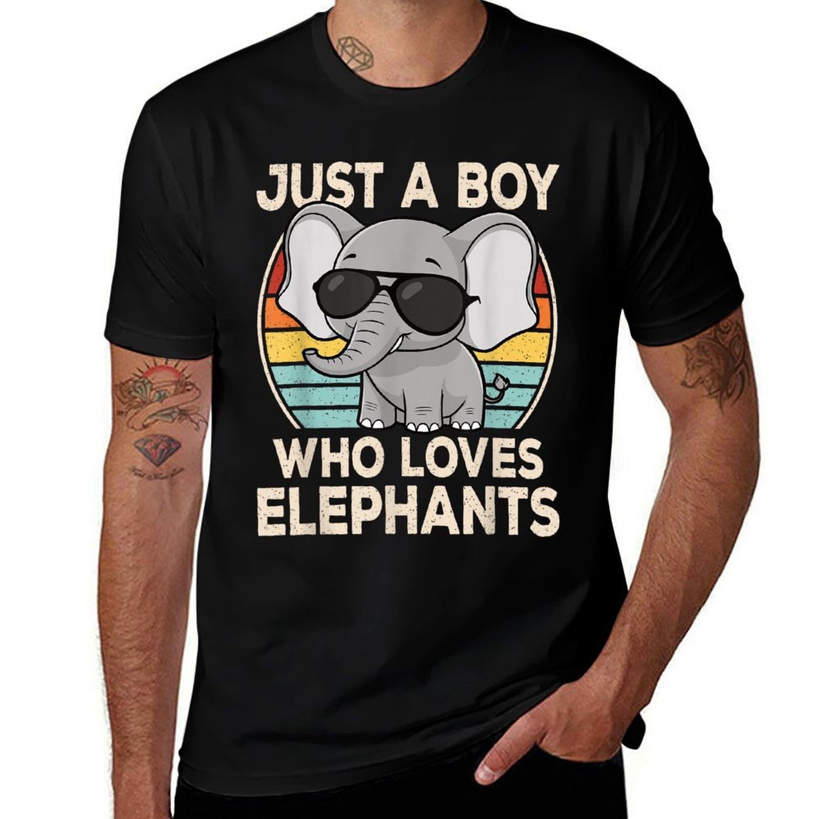 Just A Boy Who Loves Elephants Elephant Lover Boys Kids  Moisture-wicking T-Shirt