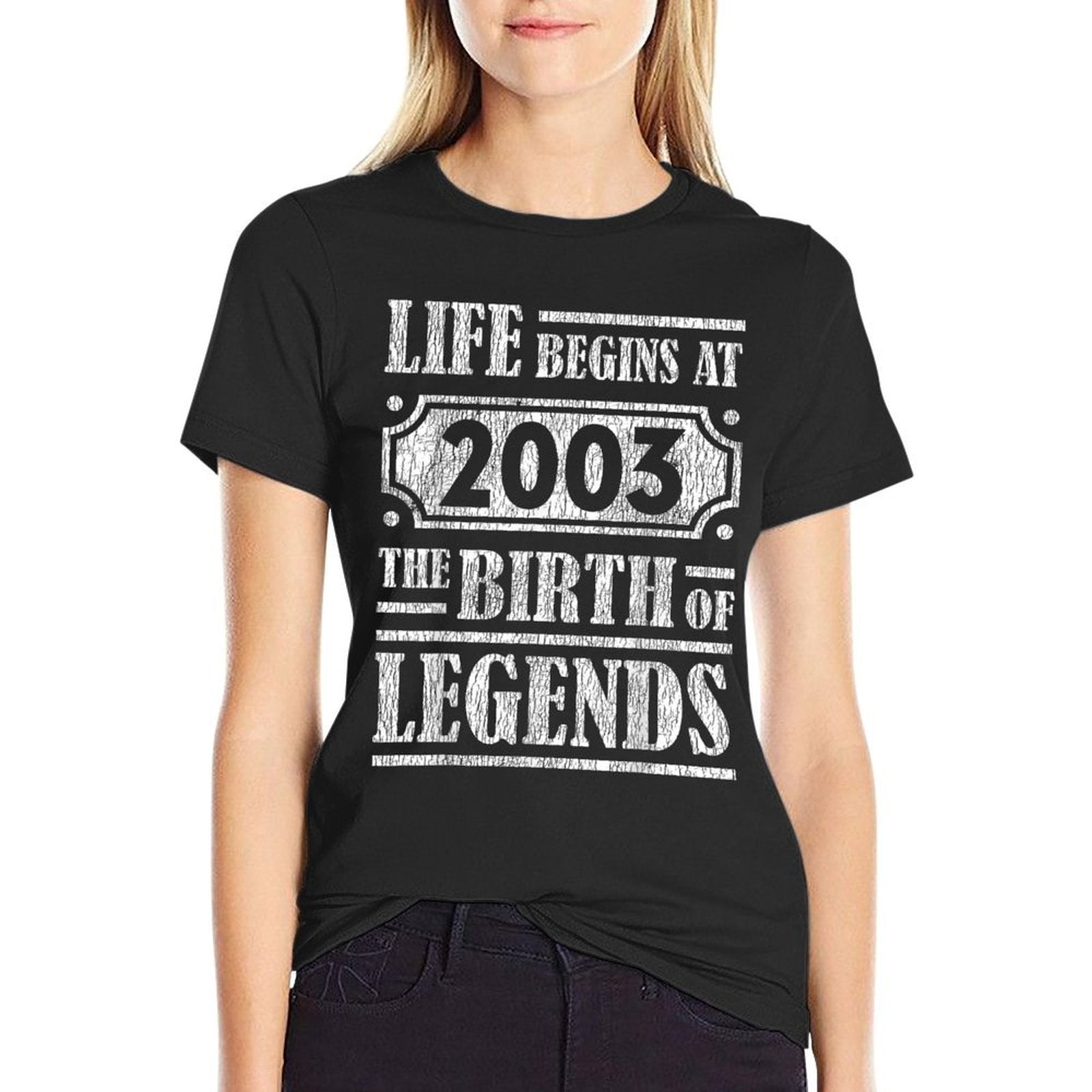 21 Year Old Life Begins 2003 Birth Of Legends 21st Birthday  Oversized Silhouette T-Shirt