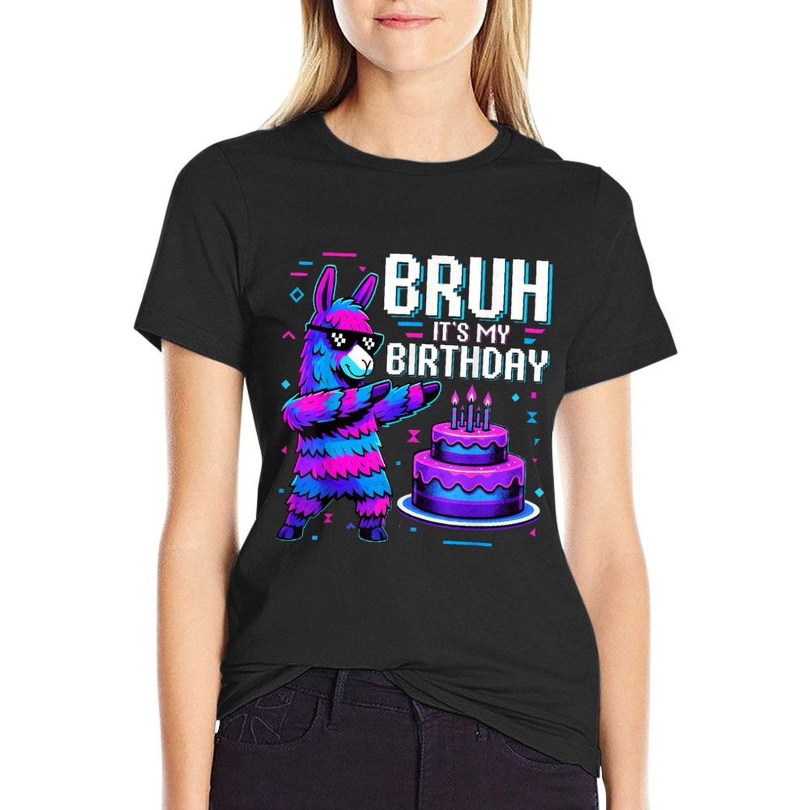 Bruh Its My Birthday Llama Pinata Boy Girl Family Party Bday  Slim-fit Cut T-Shirt