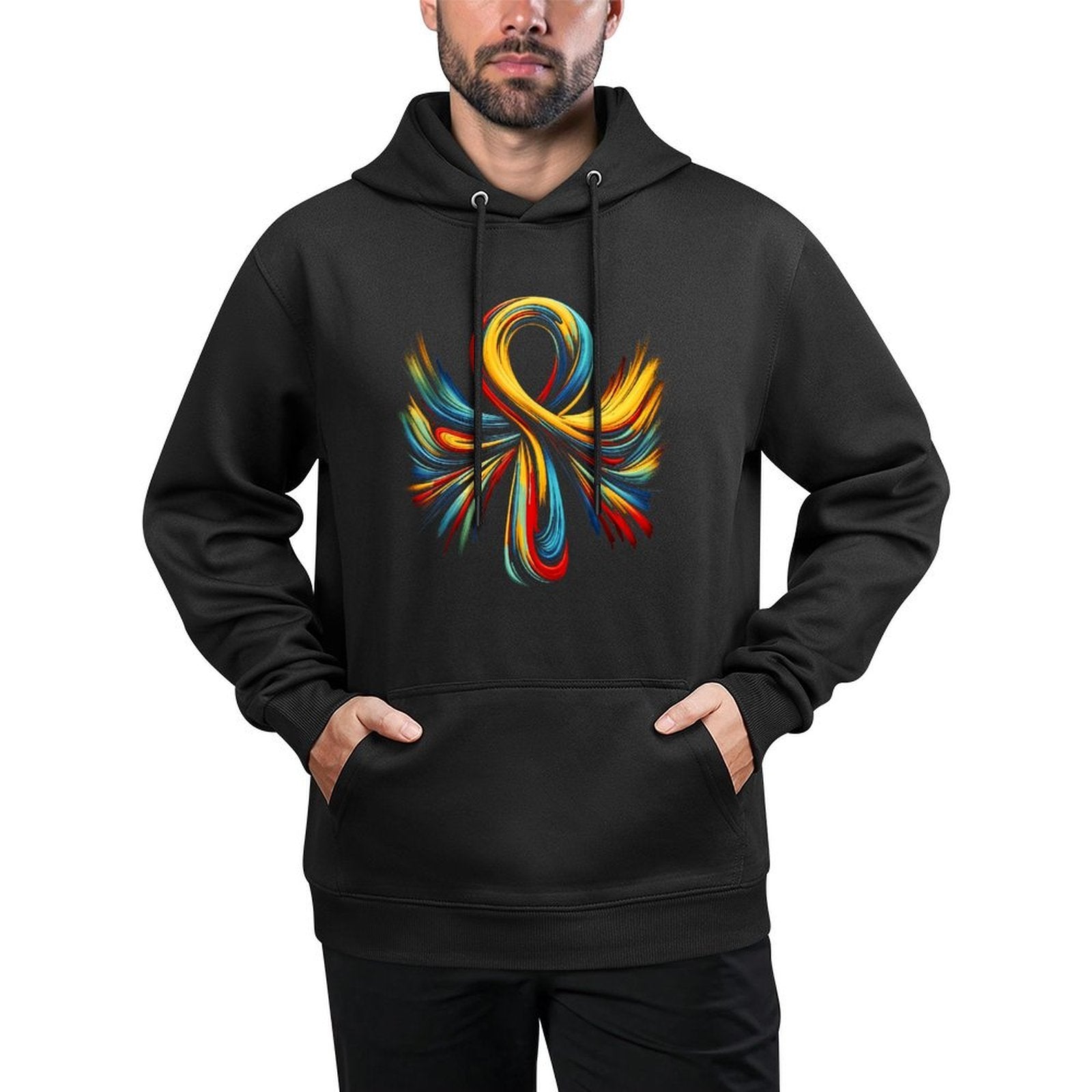 Cool Egypt Ankh Key of Life Symbol In Abstract Art Style Machine Washable Hoodie